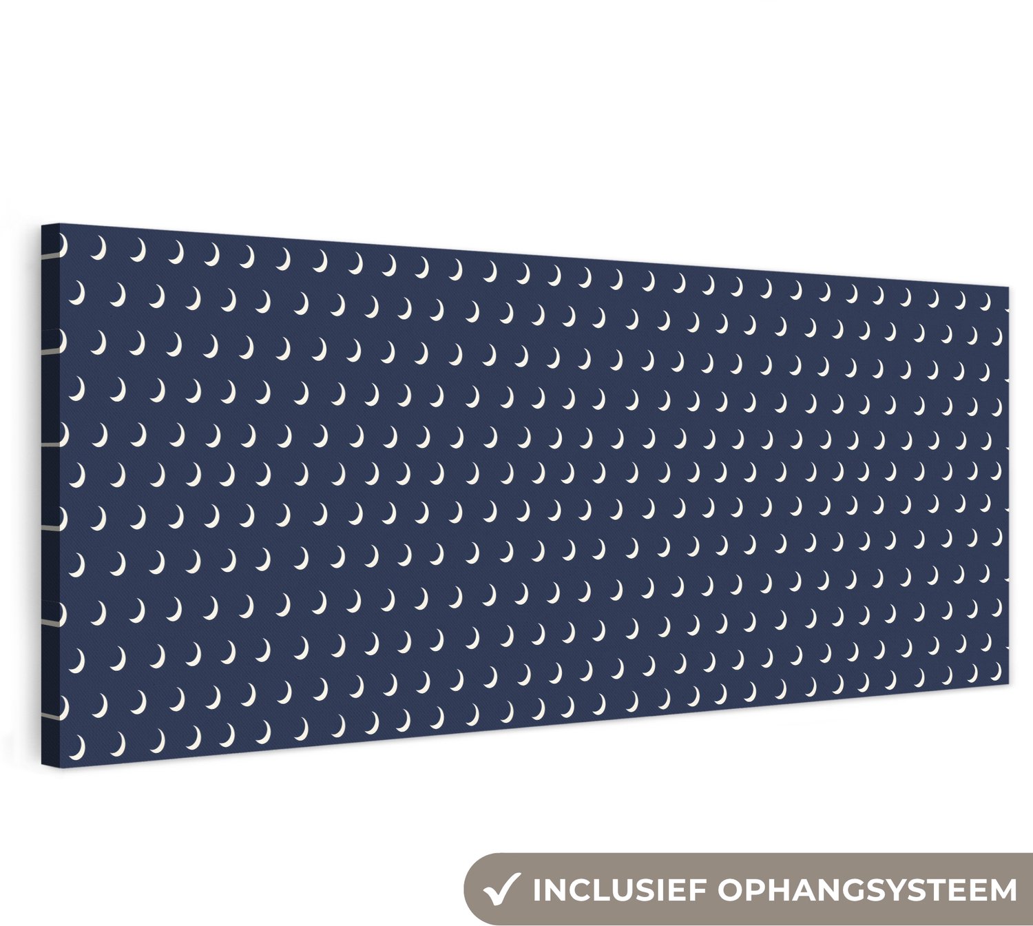 Canvas schilderij 300x100 cm - Exclusieve wanddecoratie Patroon - Manen - Blauw - Muurdecoratie woonkamer - Slaapkamer decoratie - Kamer accessoires - Schilderijen op canvas groot XXL