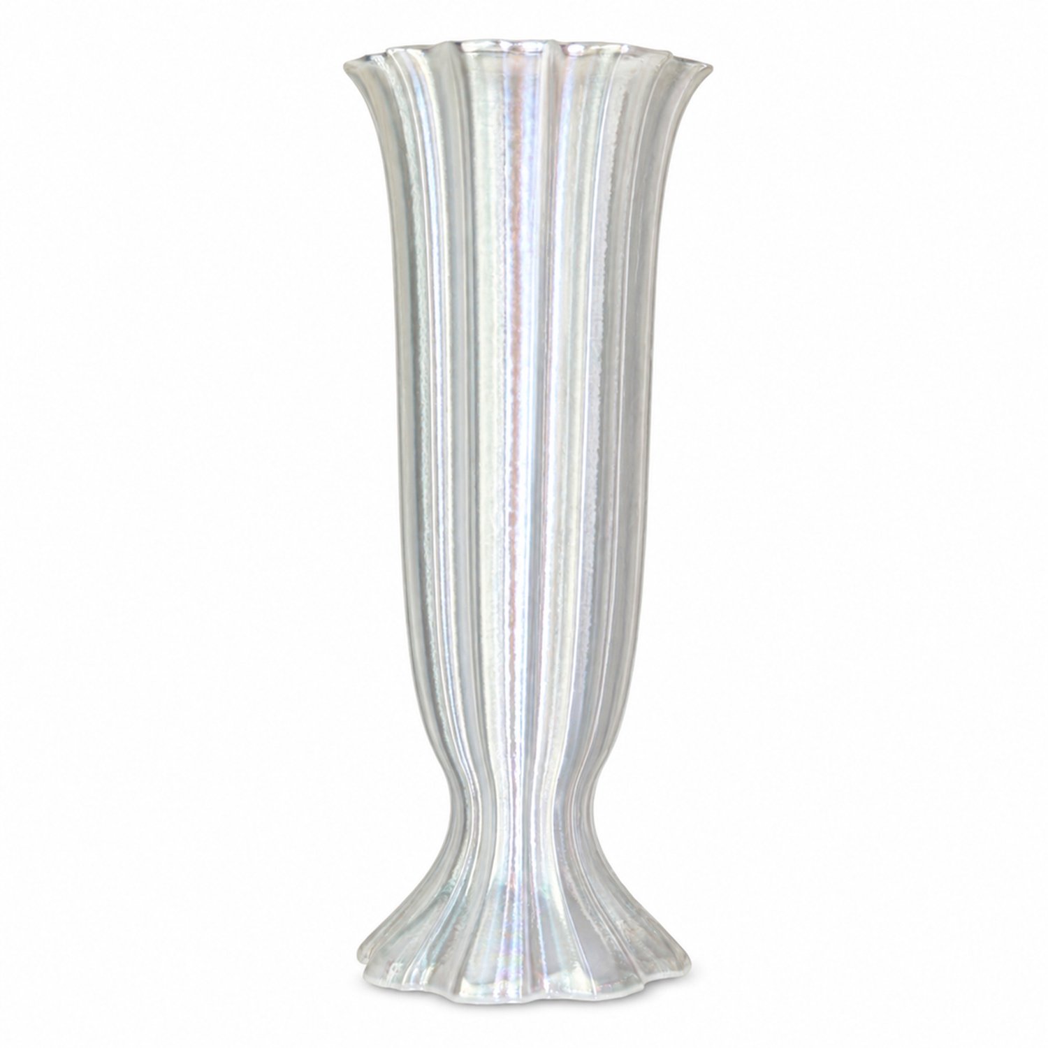 SWGOTA Transparante vaas 21 cm - 3D-geprint met verticale ribbels, uitlopende opening en voet - individueel verpakt