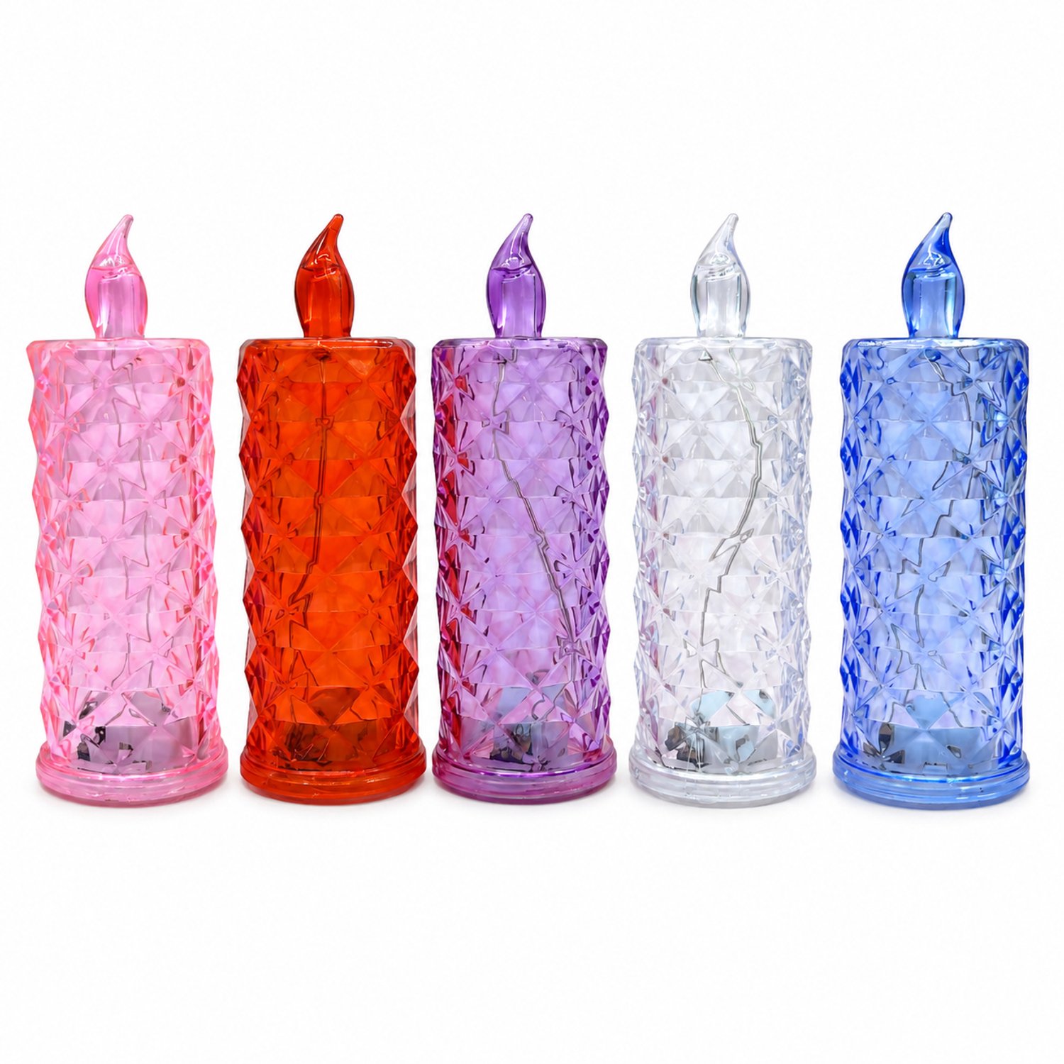 SWGOTA led kaarsen: paarse rozenkaarslamp, 5,3 x 15,5 cm, klein model zonder voet, voor het nachtkastje, in kleurdoos