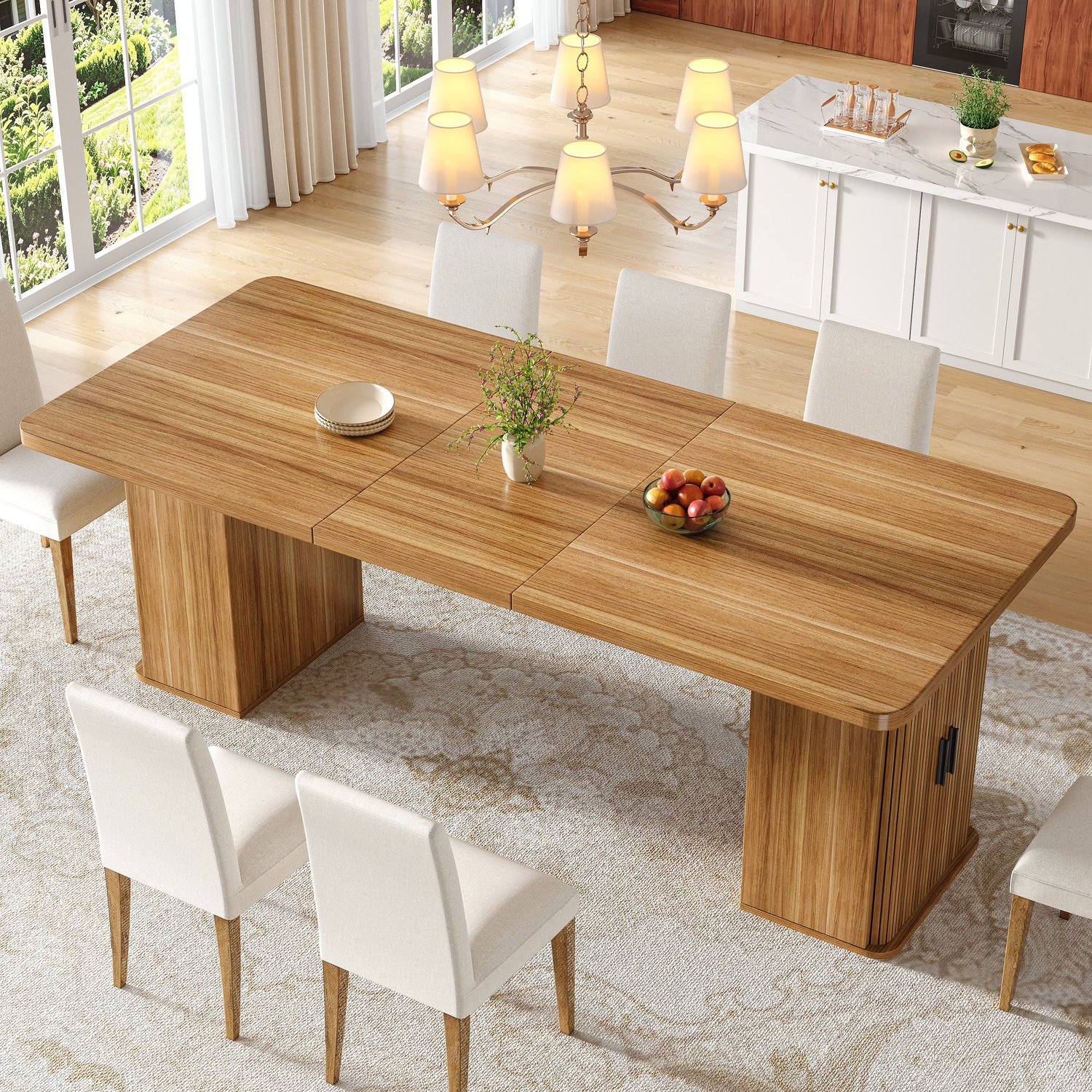 Merax Uitschuifbare eettafel 140/180x80x75 cm - met opbergruimte - bruin