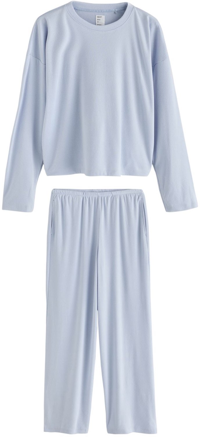 Next Dames - Behaaglijke pointelle pyjama met lange mouwen - Tall - Blauw