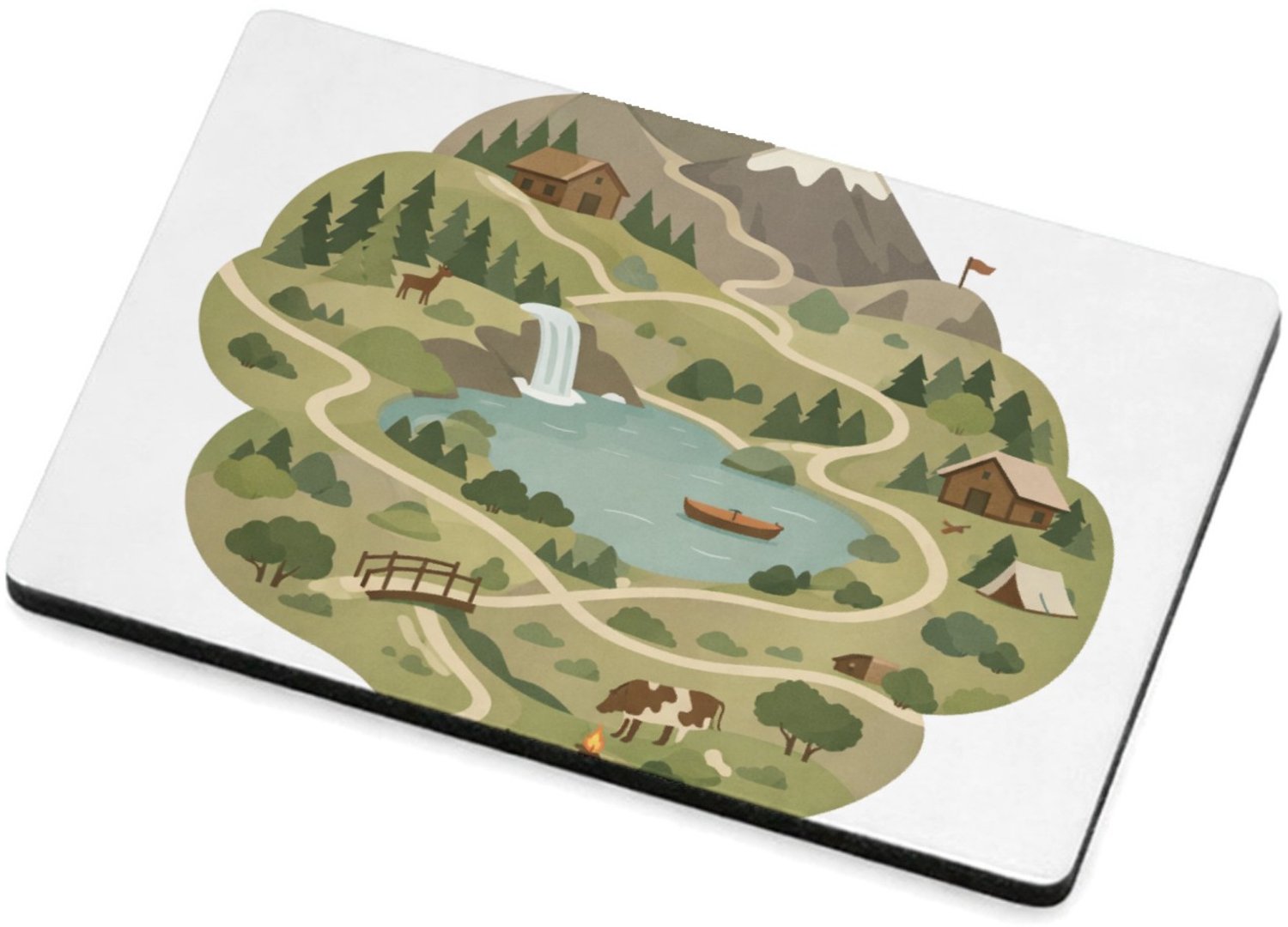 Mr Cadeautjes MDF magnetische fotolijst 7,5 x 5 - design Een gestileerde bergregio met wandelroutes, hutten en kleine | cadeau Wit