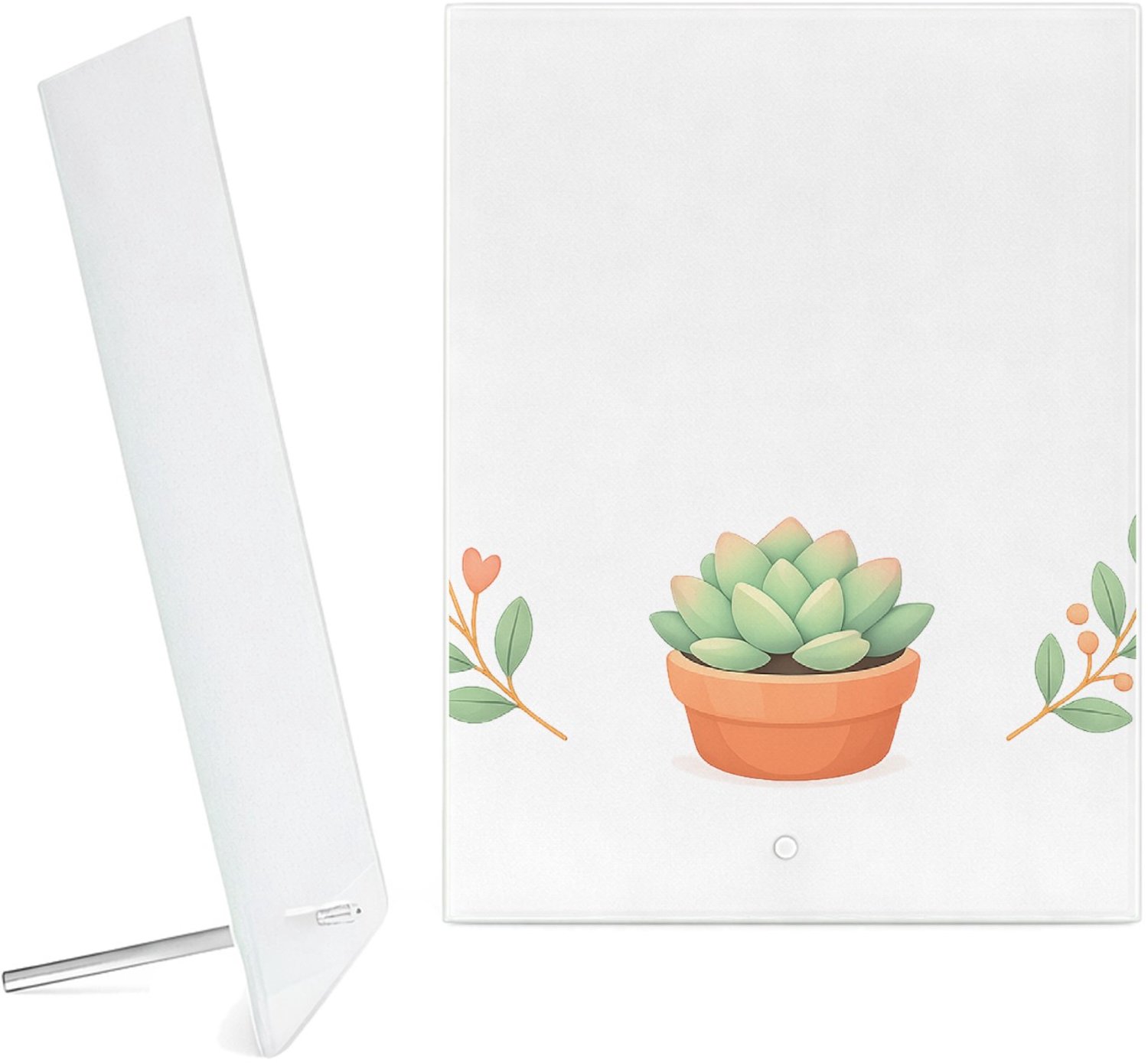 Mr Cadeautjes Glazen fotopaneel Een compacte positieve quote rond een rustige botanische com - 15 x 20 cm, staand - glas, decoratie, wanddecoratie | cadeau Wit