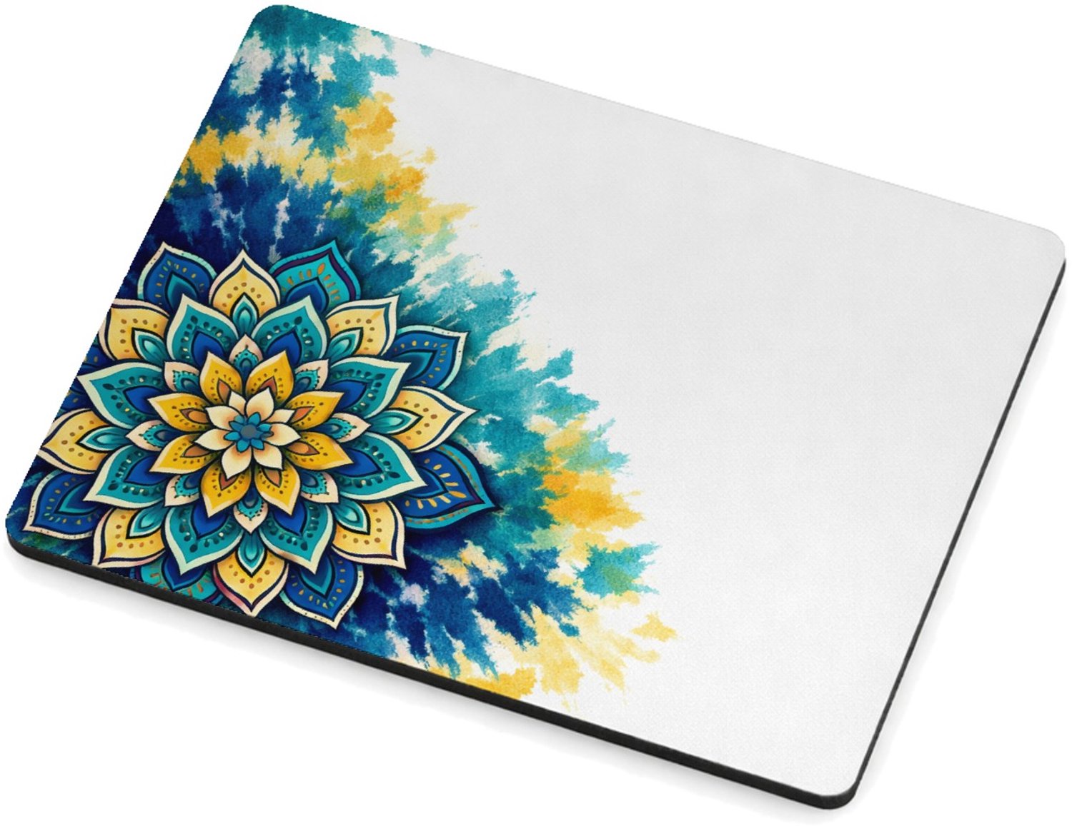 Mr Cadeautjes MDF magnetische fotolijst 9 x 7 - design Een grote, centrale zonnebloemmandala op een zachte aquarelw | cadeau Wit