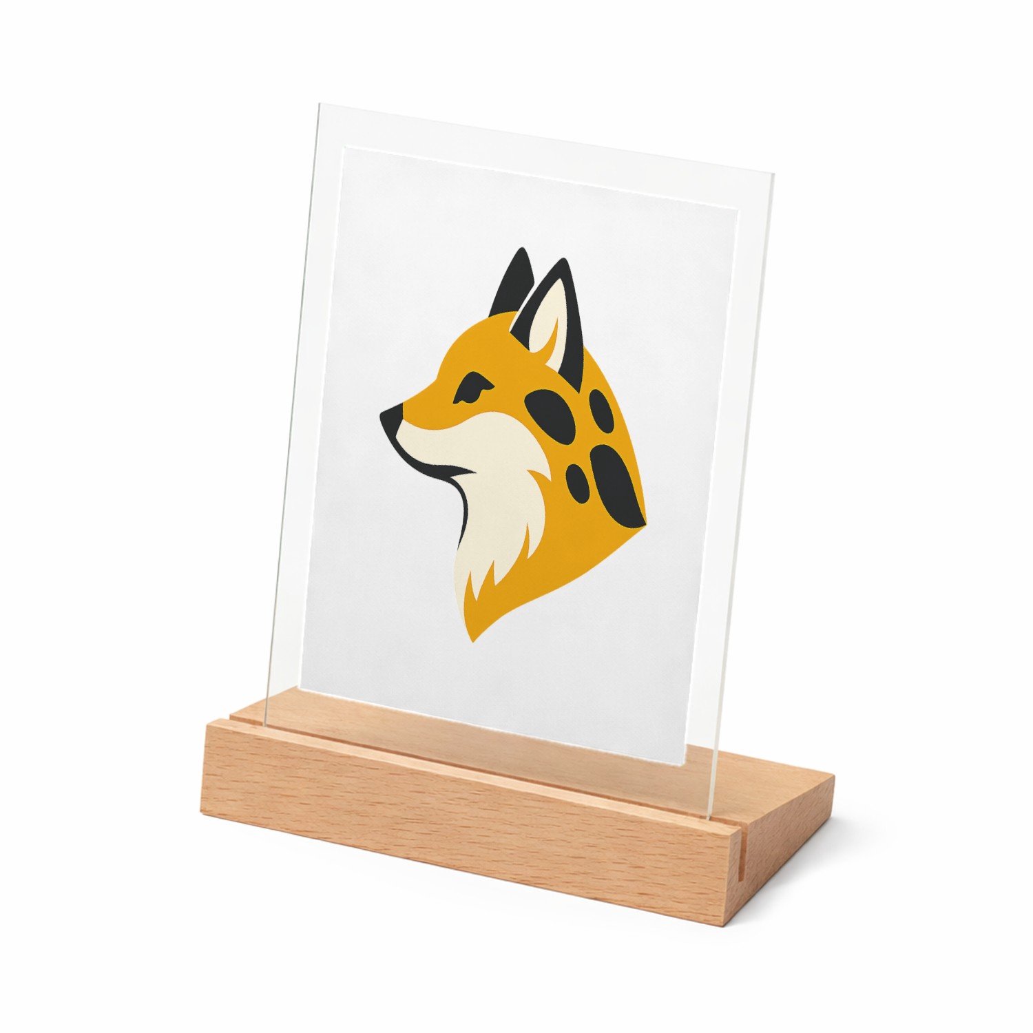 Mr Cadeautjes Glasframe met vaste tekst - design Een set van vier decoratieve panelen met een gestileerde vos | cadeau Wit
