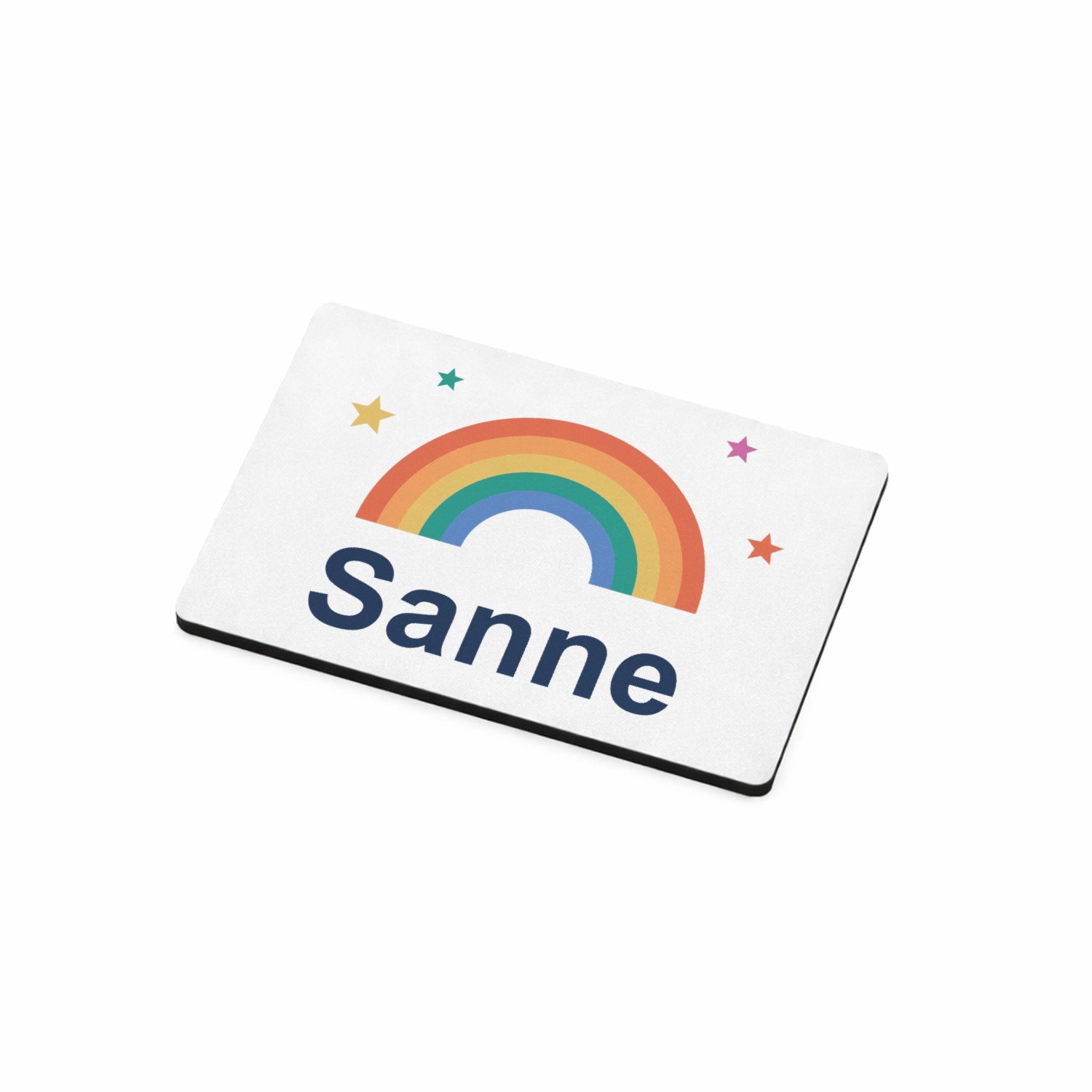 Mr Cadeautjes MDF magnetische fotolijst 7,5 x 5 - design Regenboog met naam Sanne | cadeau Wit