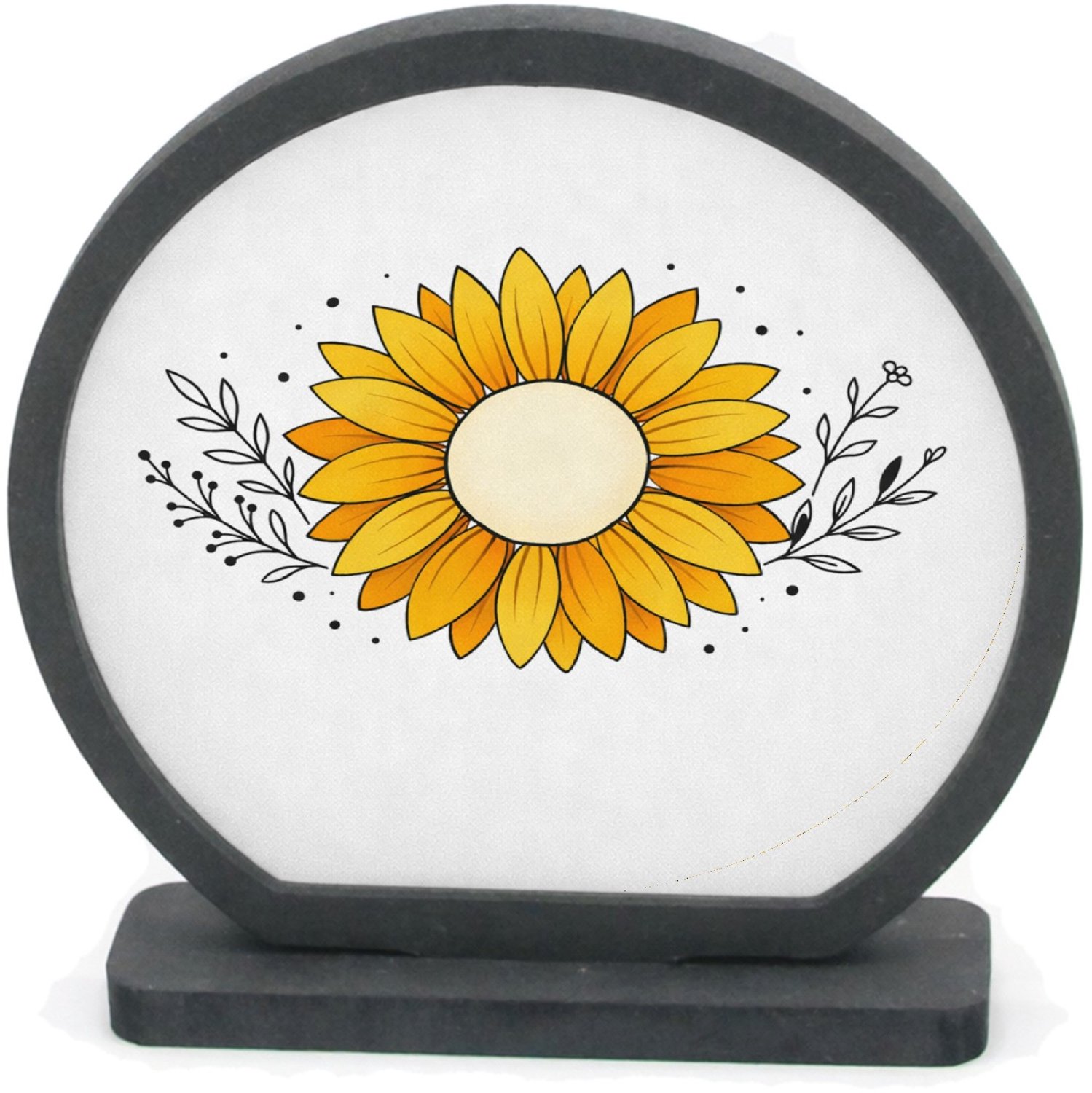 Mr Cadeautjes Houten fotolijst rond met MDF inleg - design Een rustige, luxe complimentprint met een centraal symbool e | cadeau Wit