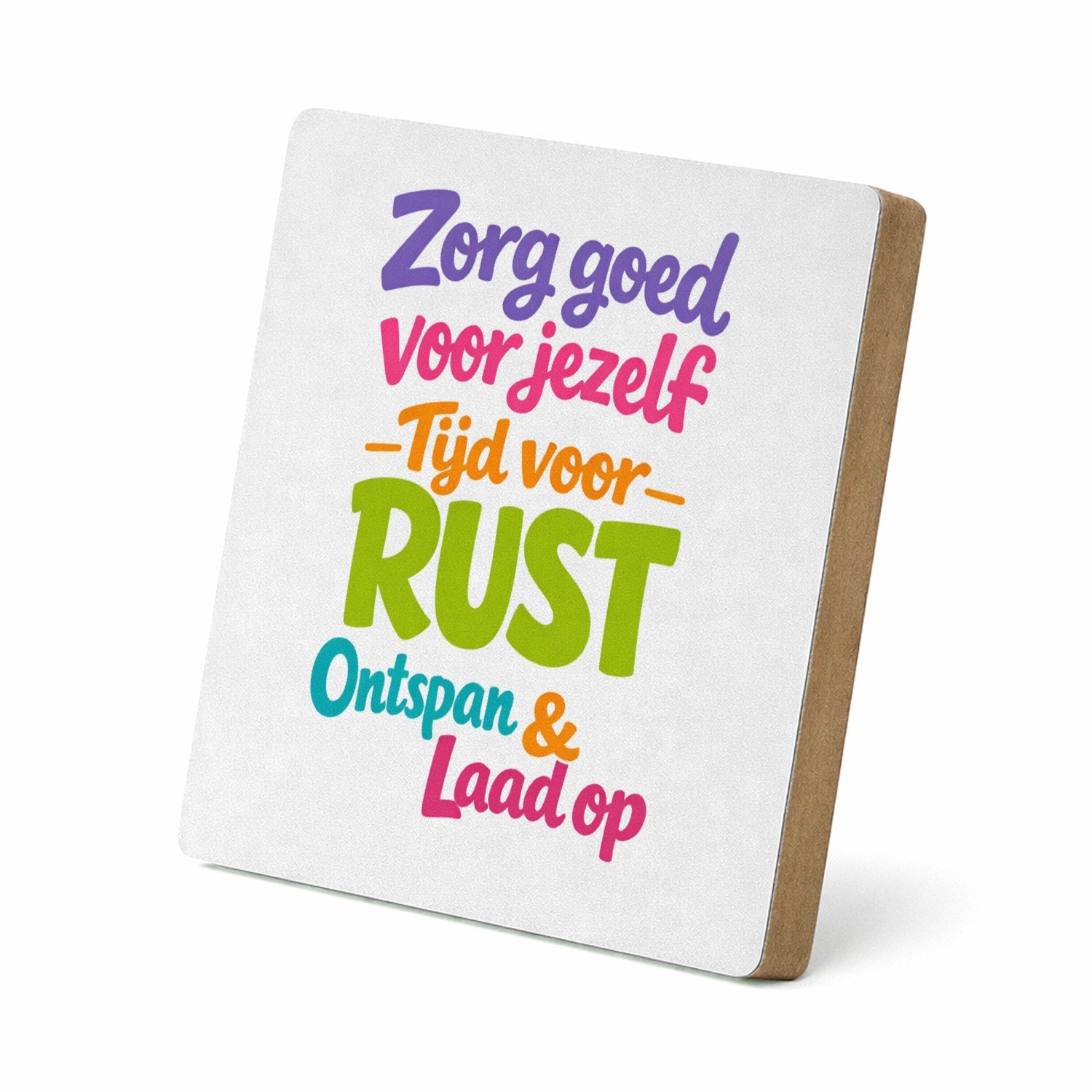 Mr Cadeautjes MDF staande fotolijst 15,2 x 15,2 - design Een opbeurende typografische compositie voor een dagelijkse | cadeau Wit