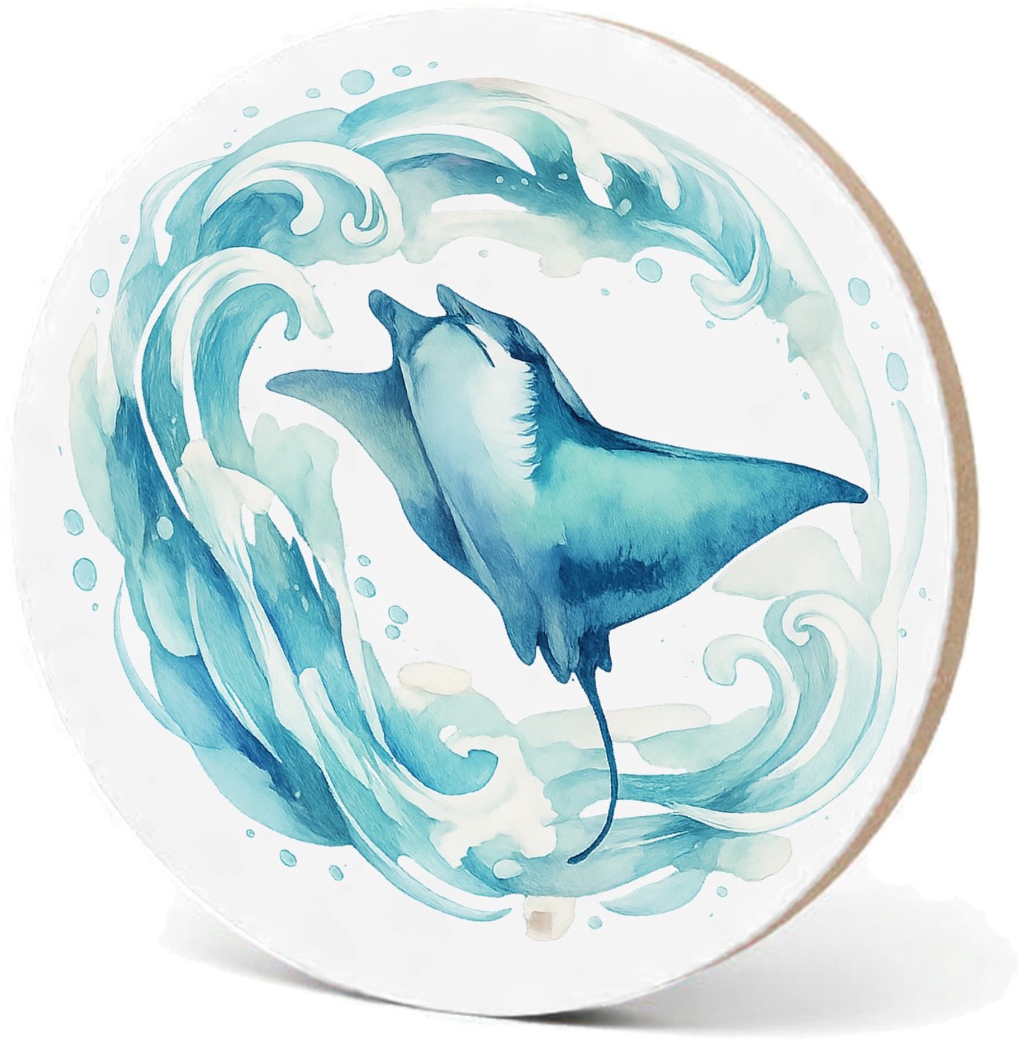 Mr Cadeautjes MDF fotolijst - design Een sierlijke wind- en watercirkel rond een vliegende mantar | cadeau Wit