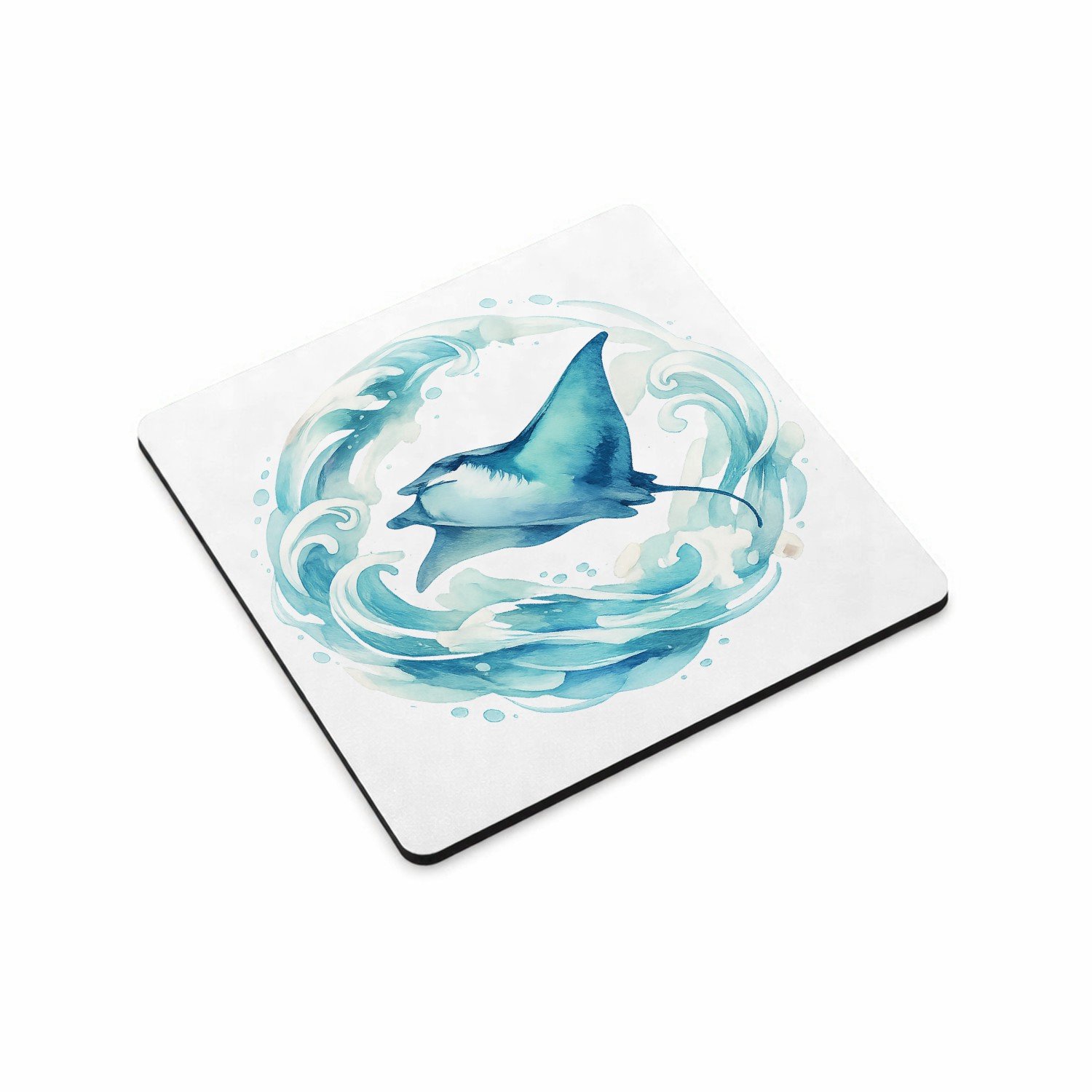 Mr Cadeautjes MDF magnetische fotolijst vierkant 9,5 - design Een sierlijke wind- en watercirkel rond een vliegende mantar | cadeau Wit