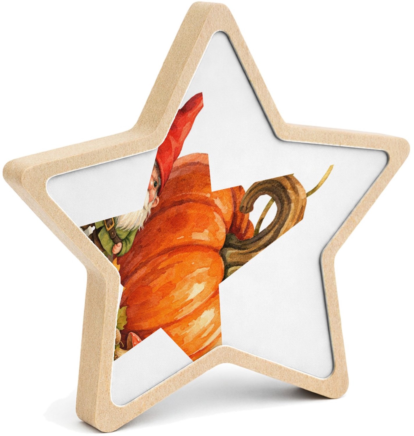 Mr Cadeautjes MDF fotolijst ster 14 x 13,5 - design Een kleine tuinfee met een enorme zonnebloem als seizoenssym | cadeau Wit