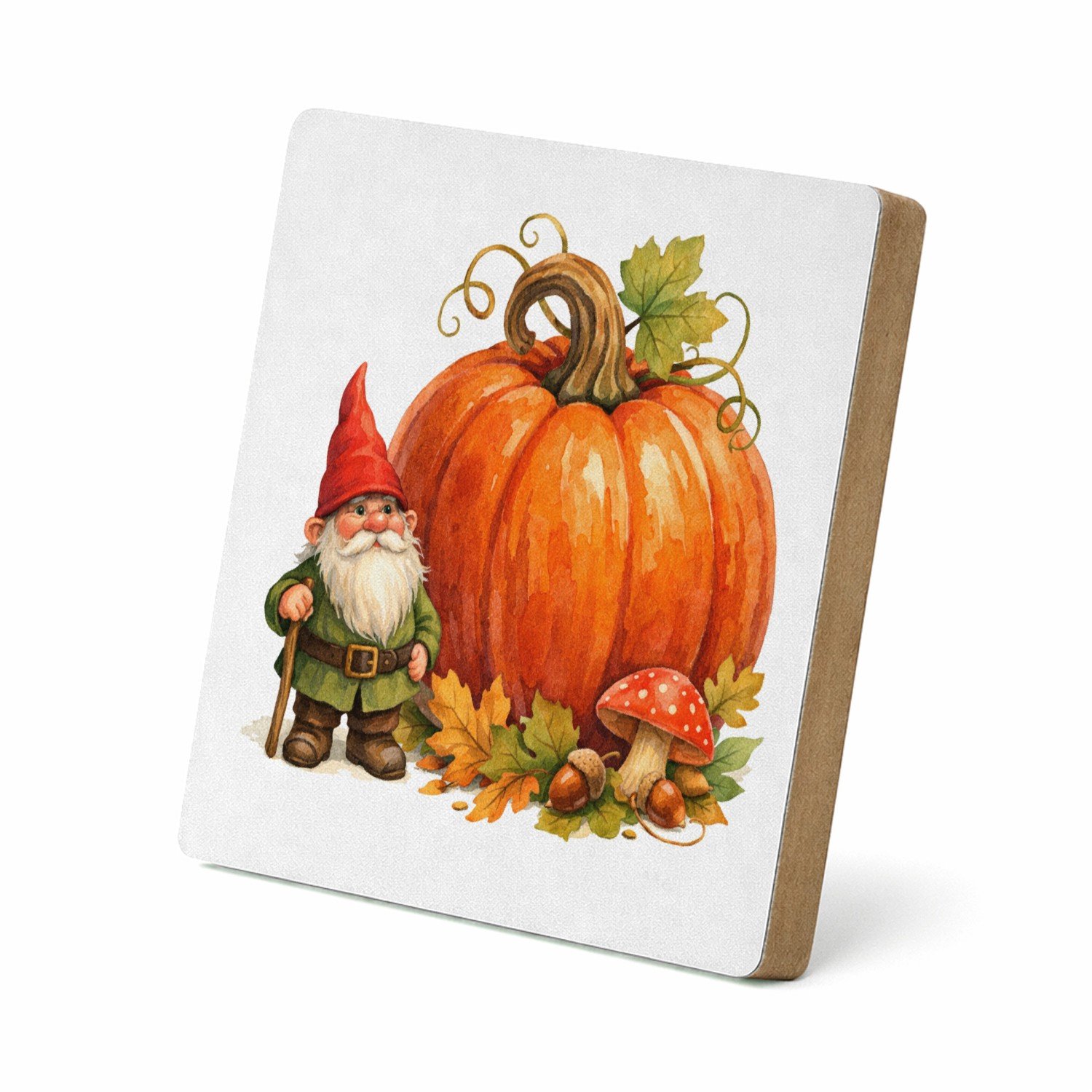 Mr Cadeautjes MDF staande fotolijst 15,2 x 15,2 - design Een kleine tuinfee met een enorme zonnebloem als seizoenssym | cadeau Wit