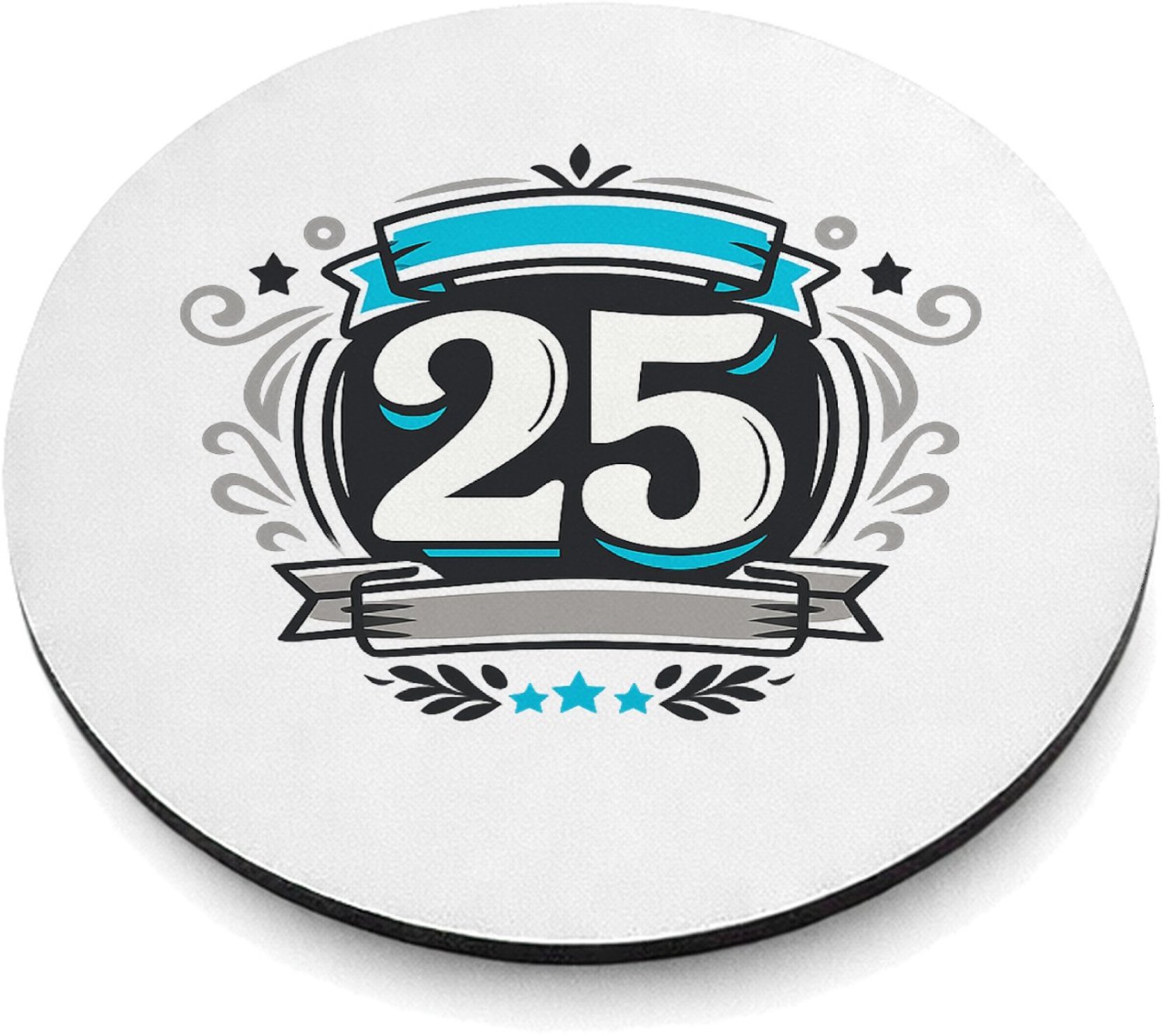 Mr Cadeautjes MDF magnetische fotolijst rond Ø 9,5 - design Retro embleem met een groot jaartal en sportieve omlijsting | cadeau Wit