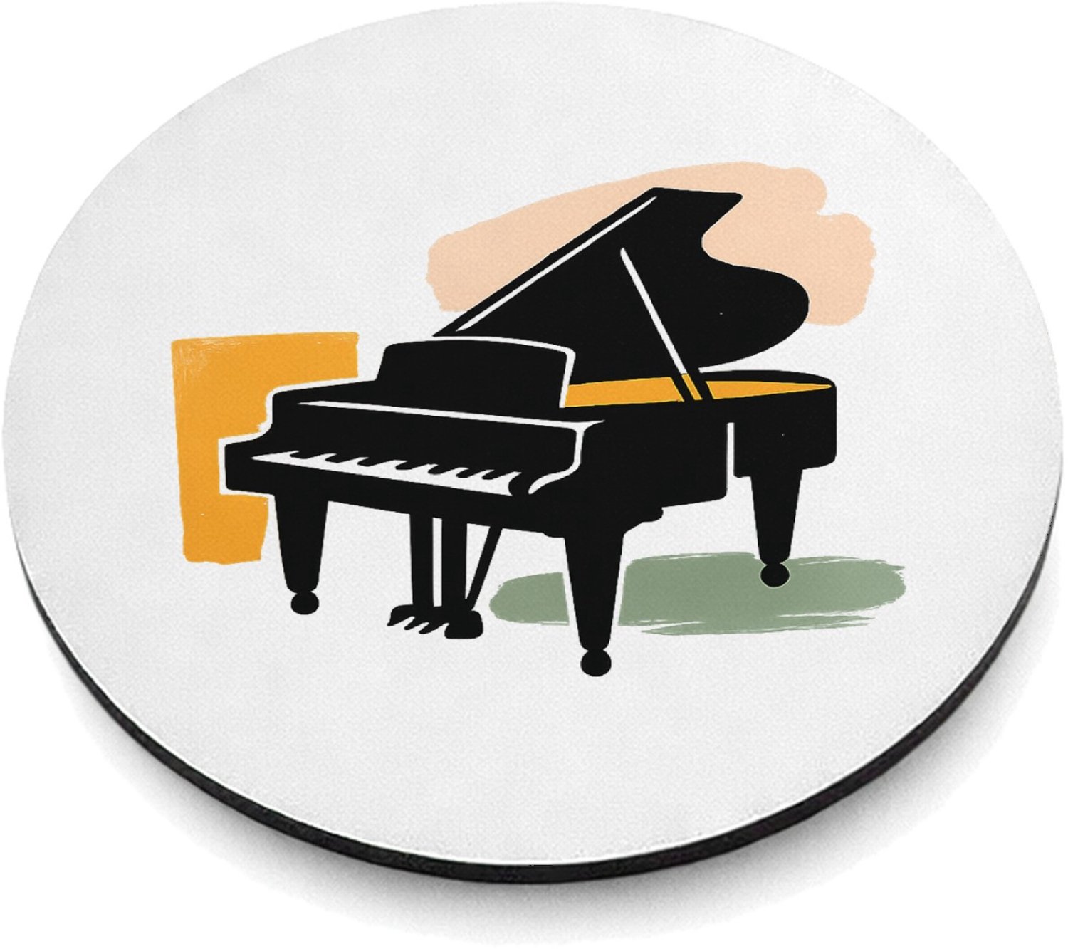 Mr Cadeautjes MDF magnetische fotolijst rond Ø 9,5 - design Grafische illustratie van een jazzsaxofoon met zachte verfst | cadeau Wit