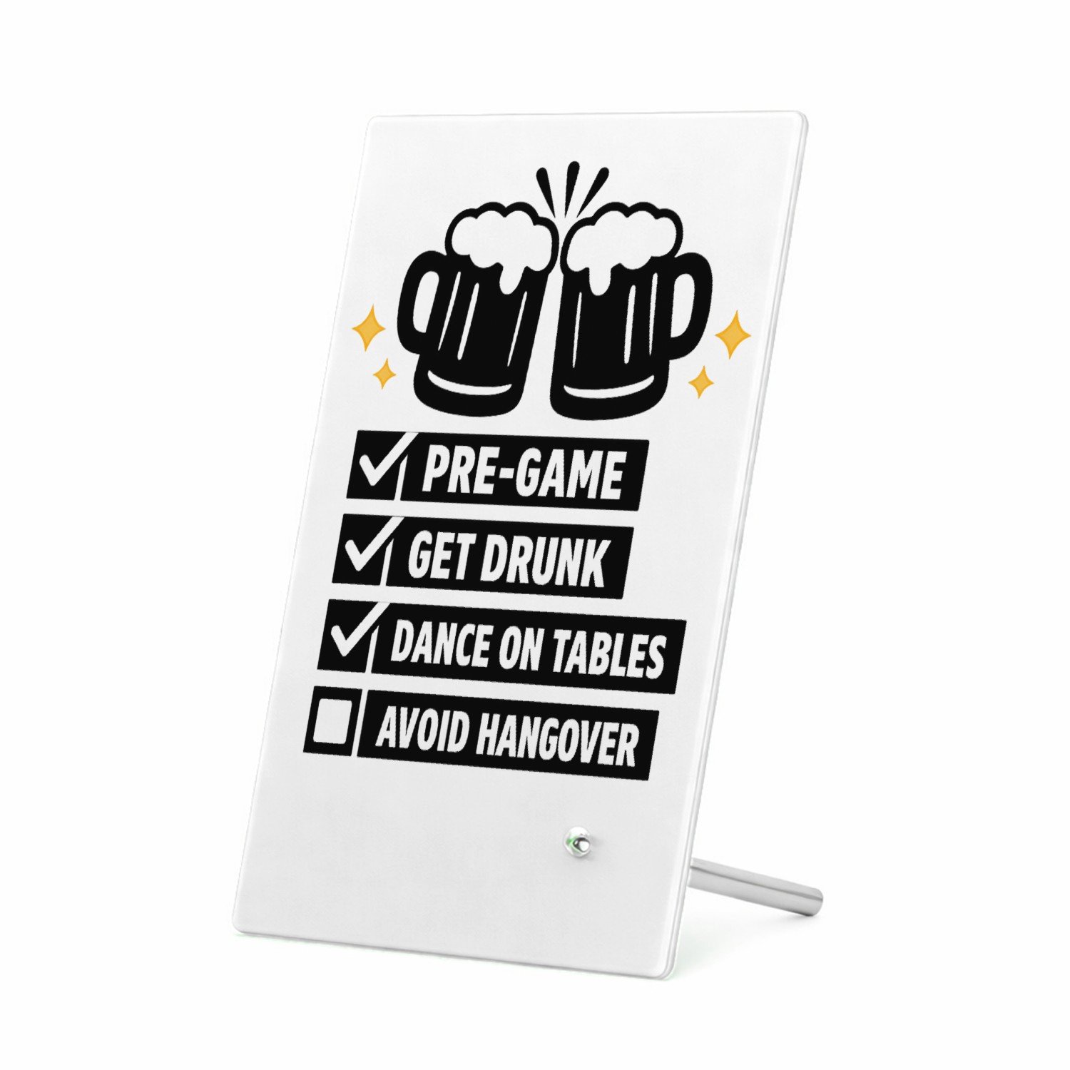 Mr Cadeautjes Glasframe 11 x 16 - design Minimalistische checklist-print voor een vriendendag met een | cadeau Wit