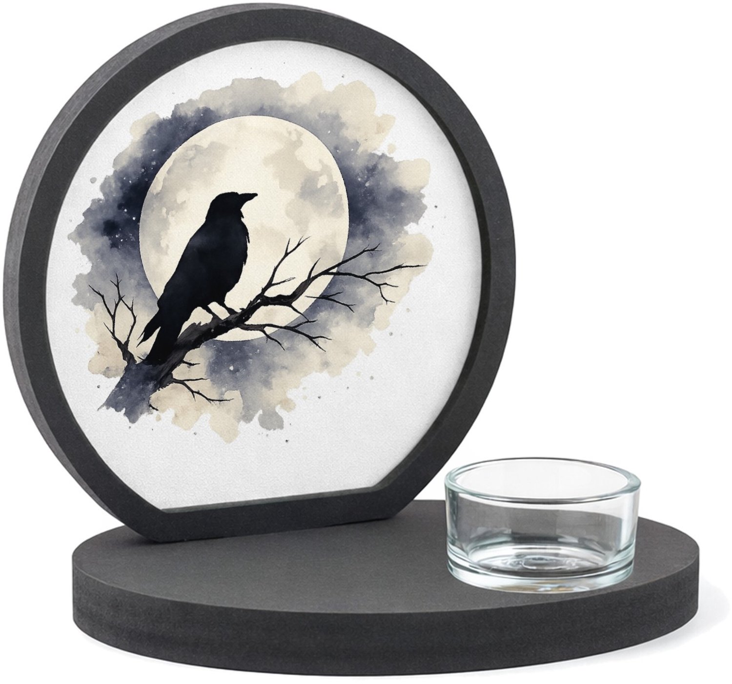 Mr Cadeautjes MDF inleg theelichthouder ~8 cm - design Een stille nacht met een andere dierfiguur en een vergelijkb | cadeau Wit