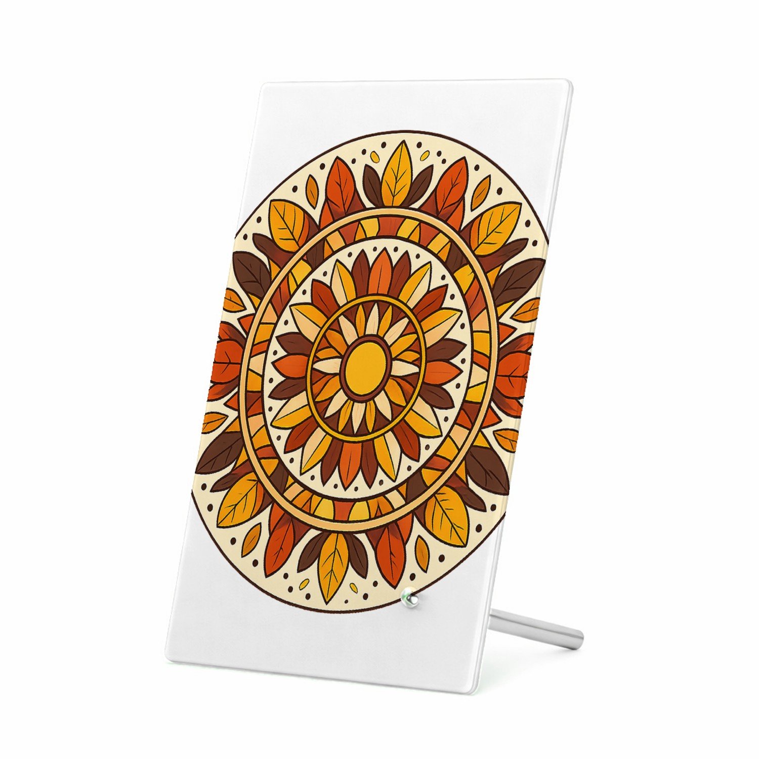 Mr Cadeautjes Glasframe 11 x 16 - design Ronde zonnewaaier met botanische rust | cadeau Wit