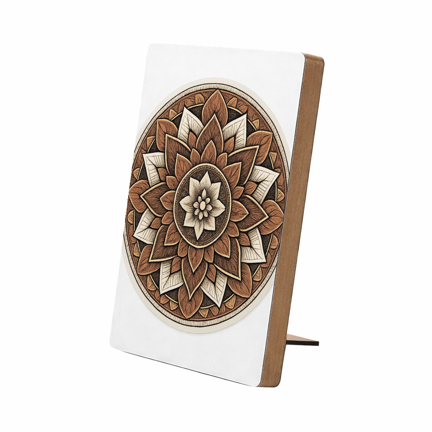 Mr Cadeautjes Glasframe/MDF 12,7 x 17,8 - design Ronde set met een stilistisch botanisch kompasmotief | cadeau Wit