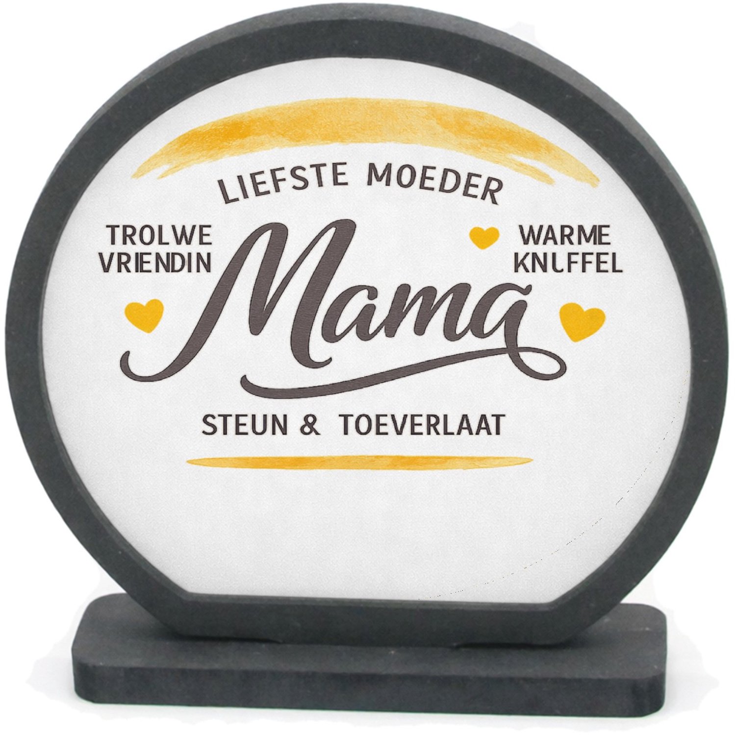 Mr Cadeautjes Houten fotolijst rond met MDF inleg - design Een warme, persoonlijke typografische print met een opvallen | cadeau Wit