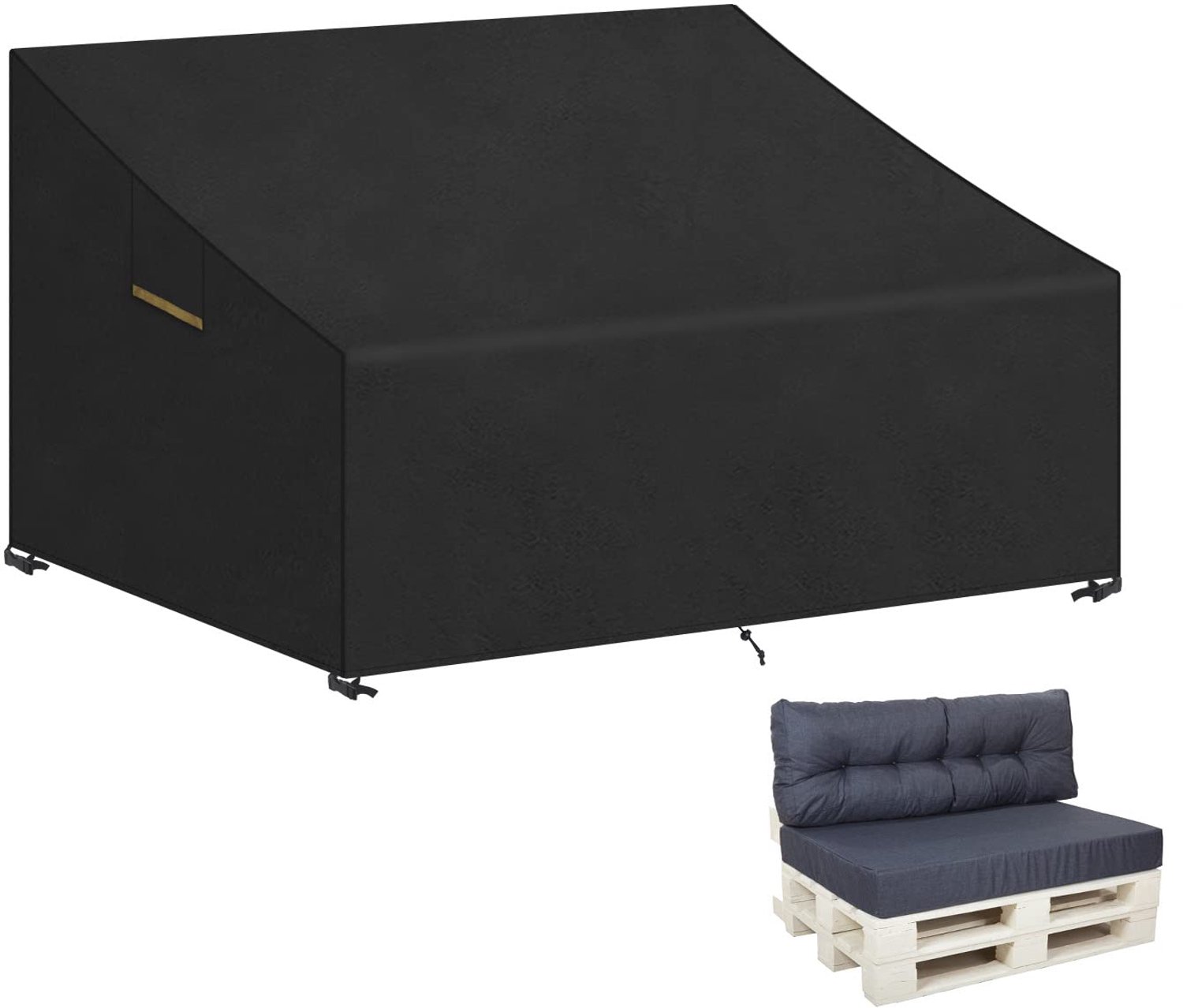 Famanu Beschermhoes voor 2-zits tuinbank, waterdicht afdekzeil voor buitenmeubels, 130 x 95 x 80/40 cm, ideaal voor palletbanken en balkonbanken, gemaakt van duurzaam Oxford-weefsel met PU-coating voor optimale bescherming wit