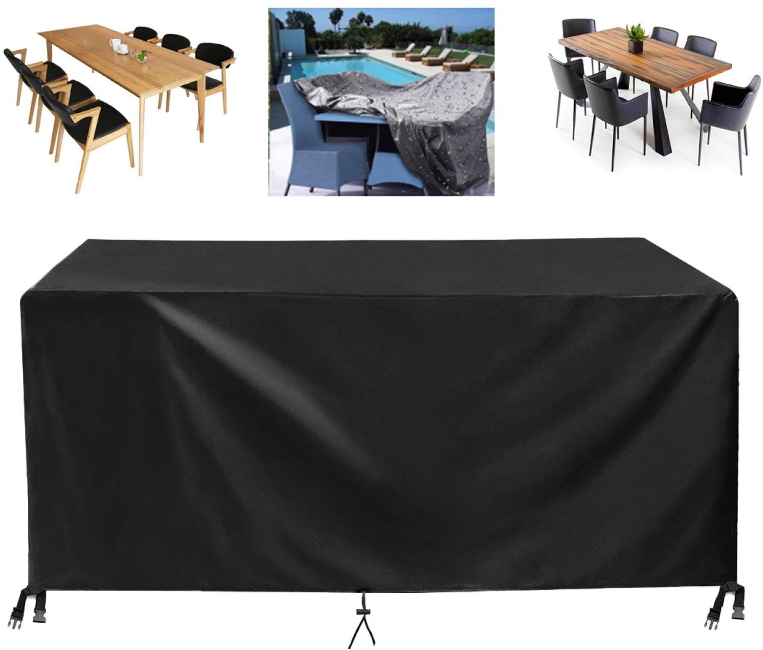 Famanu Beschermhoes voor tuinmeubelen 160 x 120 x 90 cm, waterdicht en uv-bestendig, 644D Oxford afdekzeil voor buiten, met verstelbare gesp voor een stevige pasvorm wit