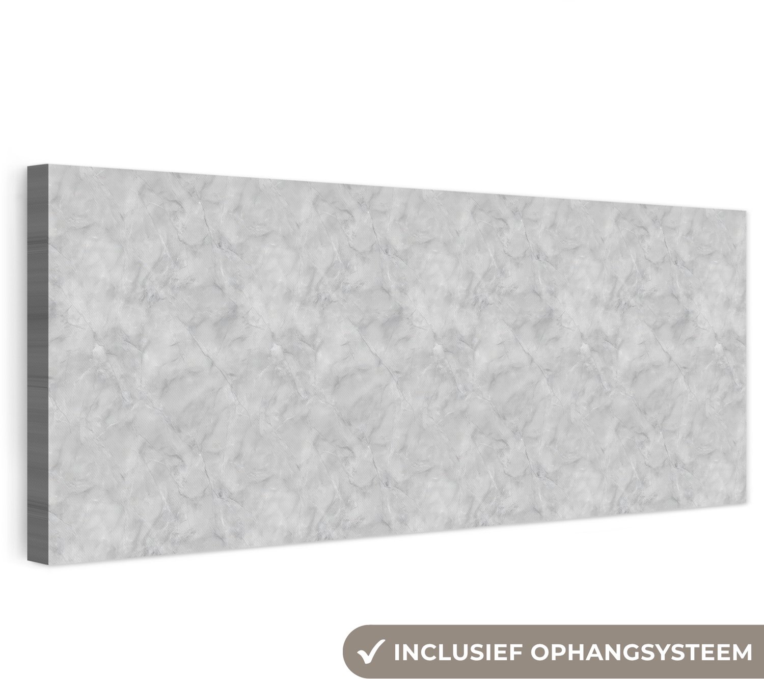 Canvas schilderij 120x40 cm - Exclusieve wanddecoratie Grijs - Marmer - Mat - Muurdecoratie woonkamer - Slaapkamer decoratie - Kamer accessoires - Schilderijen op canvas
