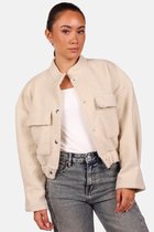 Getdrezzed Jasje - Maat: L/XL - Teddy bomberjack met drukknoopsluiting licht beige