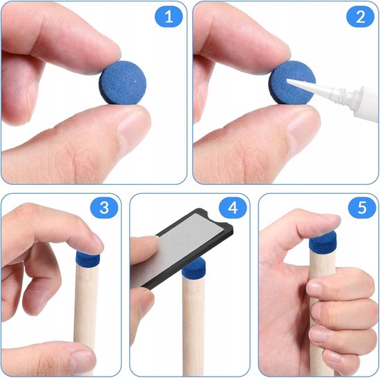 20x Keu Biljart 12/13mm Met Reserve Tips Kunstleer — afbeelding 3