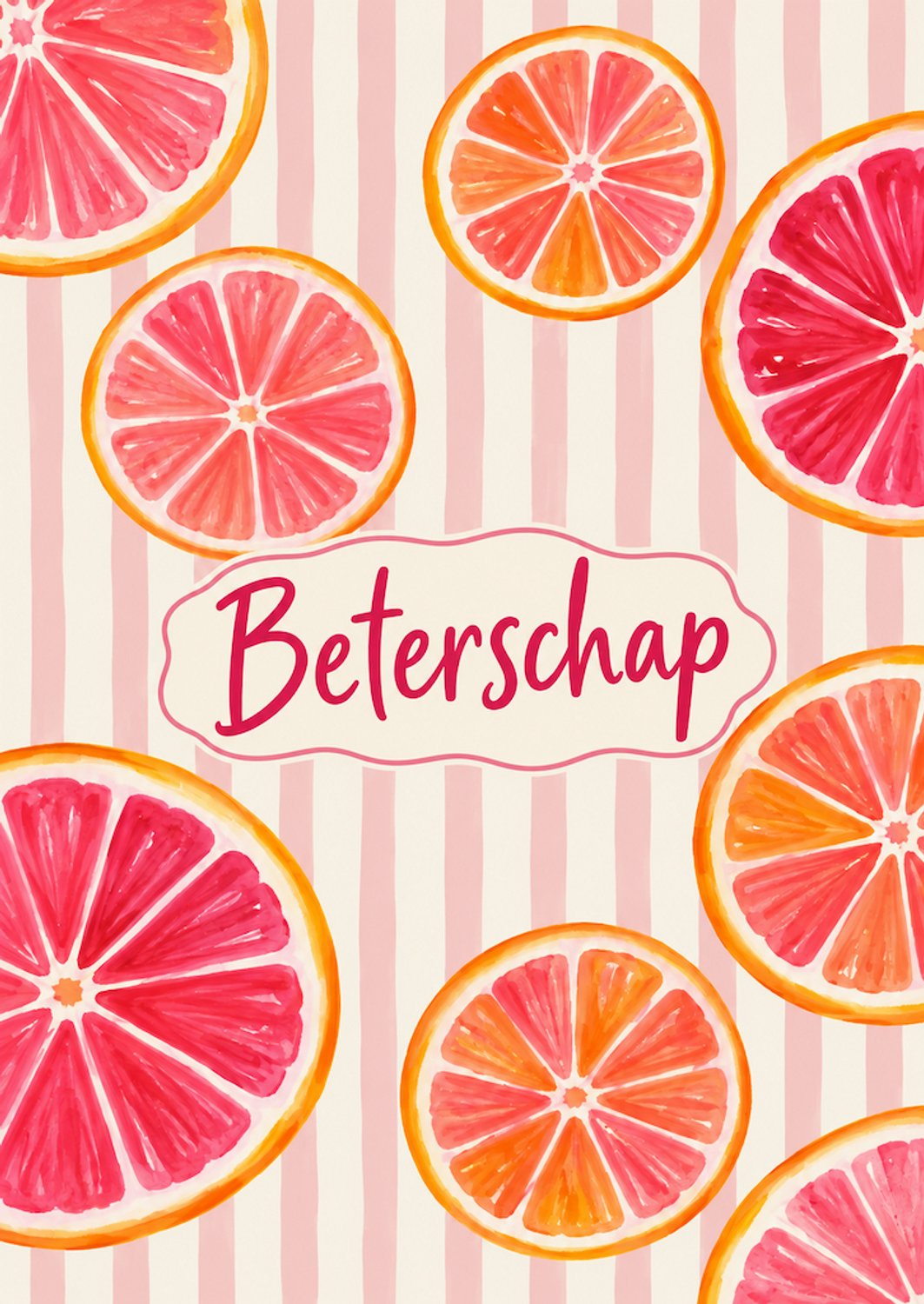 Beterschapskaart met citrusvruchten – Vrolijke A6-kaart om beterschap te wensen