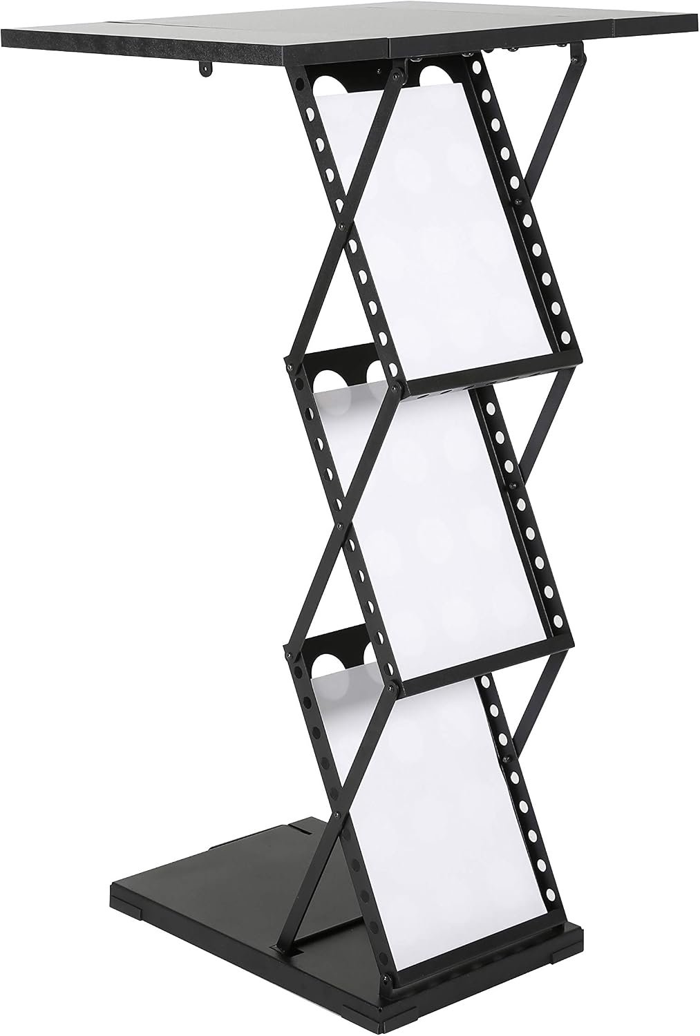 Brochure stand 3 x DIN A4 - zwart met gaatjesdesign - mobiel opvouwbaar - ideaal voor beurzen - ShopVlot