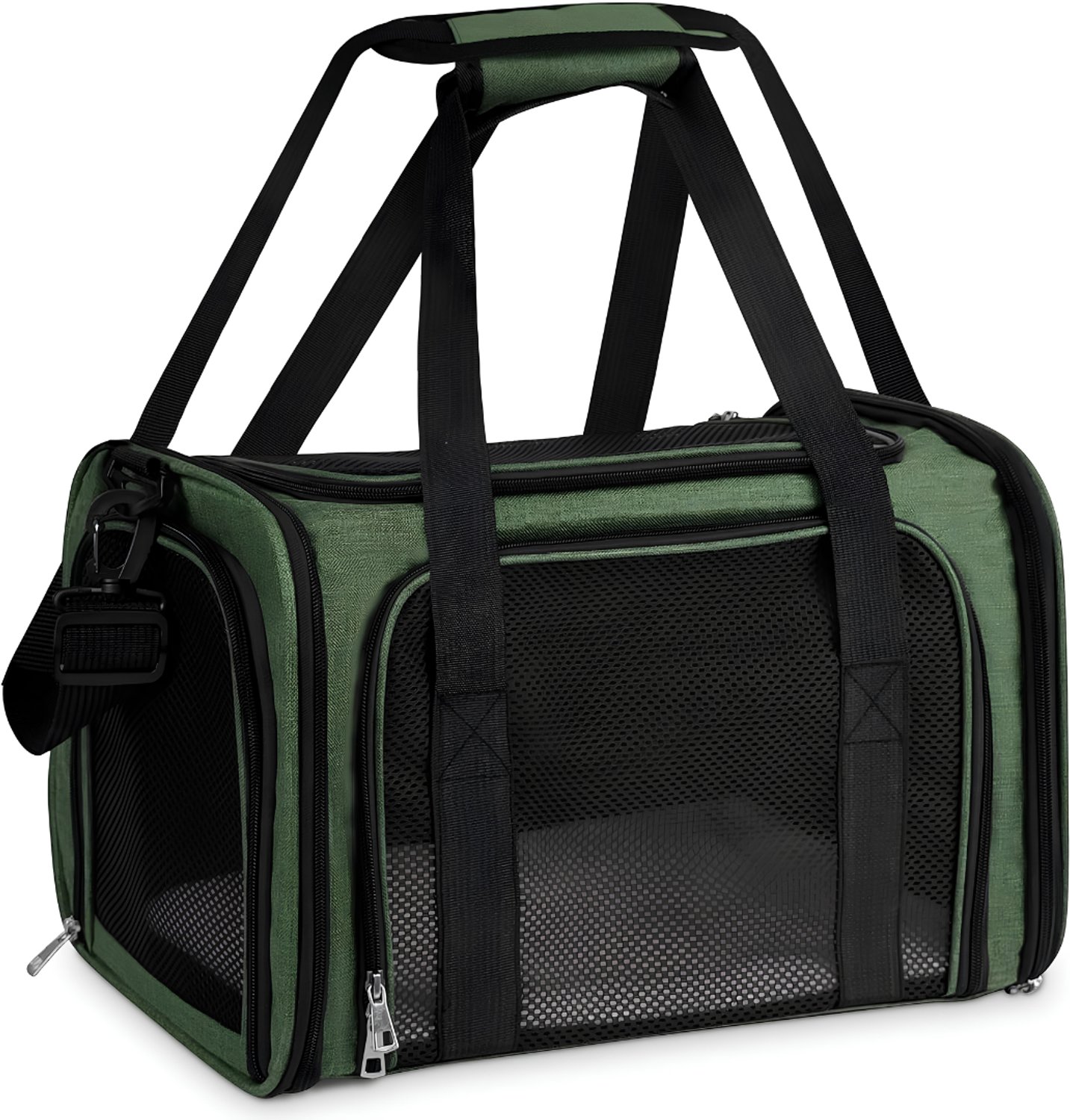 JCP® Reisbench - Reisbench Hond - Reistas voor Kat of Hond - Zwart/Groen - 43cm x 28cm x 28cm