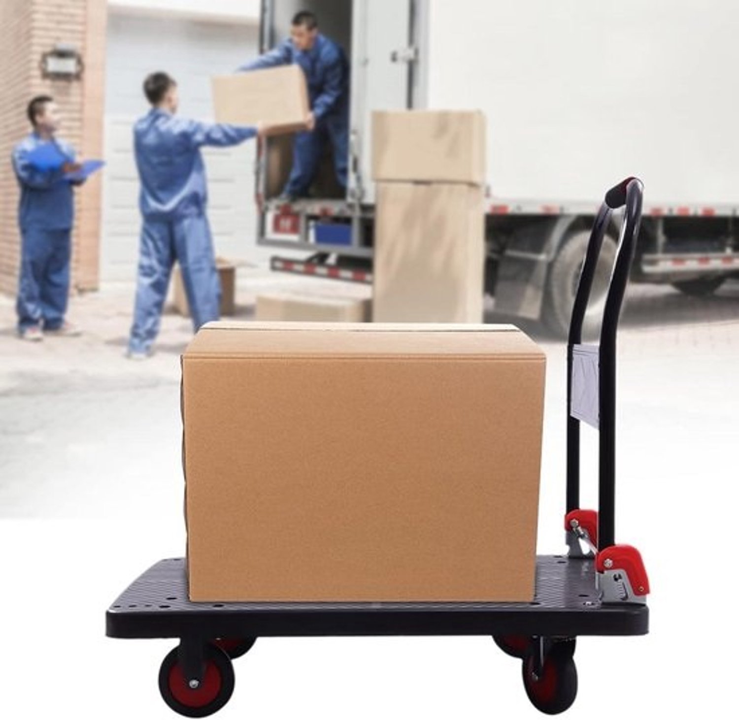 Inklapbare Transportwagen - Platformwagen Handwagen - Zware Spullen Vervoeren - Geluidsarme TPR Wielen - 400 kg Laadvermogen - Zwart
