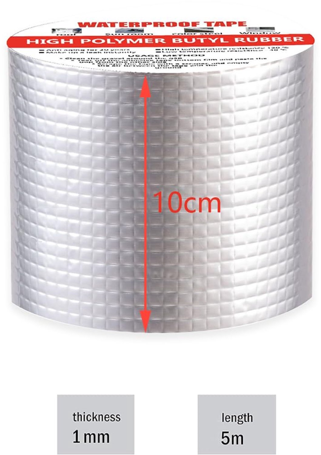 LUOHONG Butylband, waterdichte tape, voor buiten, bitumenband, zelfklevend, butylrubber, aluminiumfolie, afdichtband, voor daklekkage, oppervlaktesche