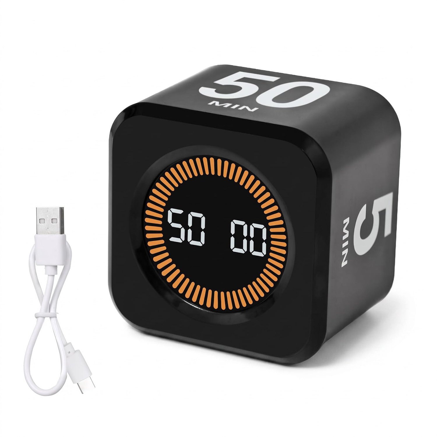 SnelShoppen - Visual Timer met Gravity Sensor - Omgekeerd Countdown Timer voor Koken, Klaslokaal, Pomodoro, Digitale Timer in Wit en Zwart
