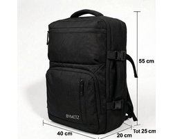 ByMetz 55x40x20 / 55x40x25 Handbagage Rugzak Uitbreidbaar - Groot Laptopvak - Zwart