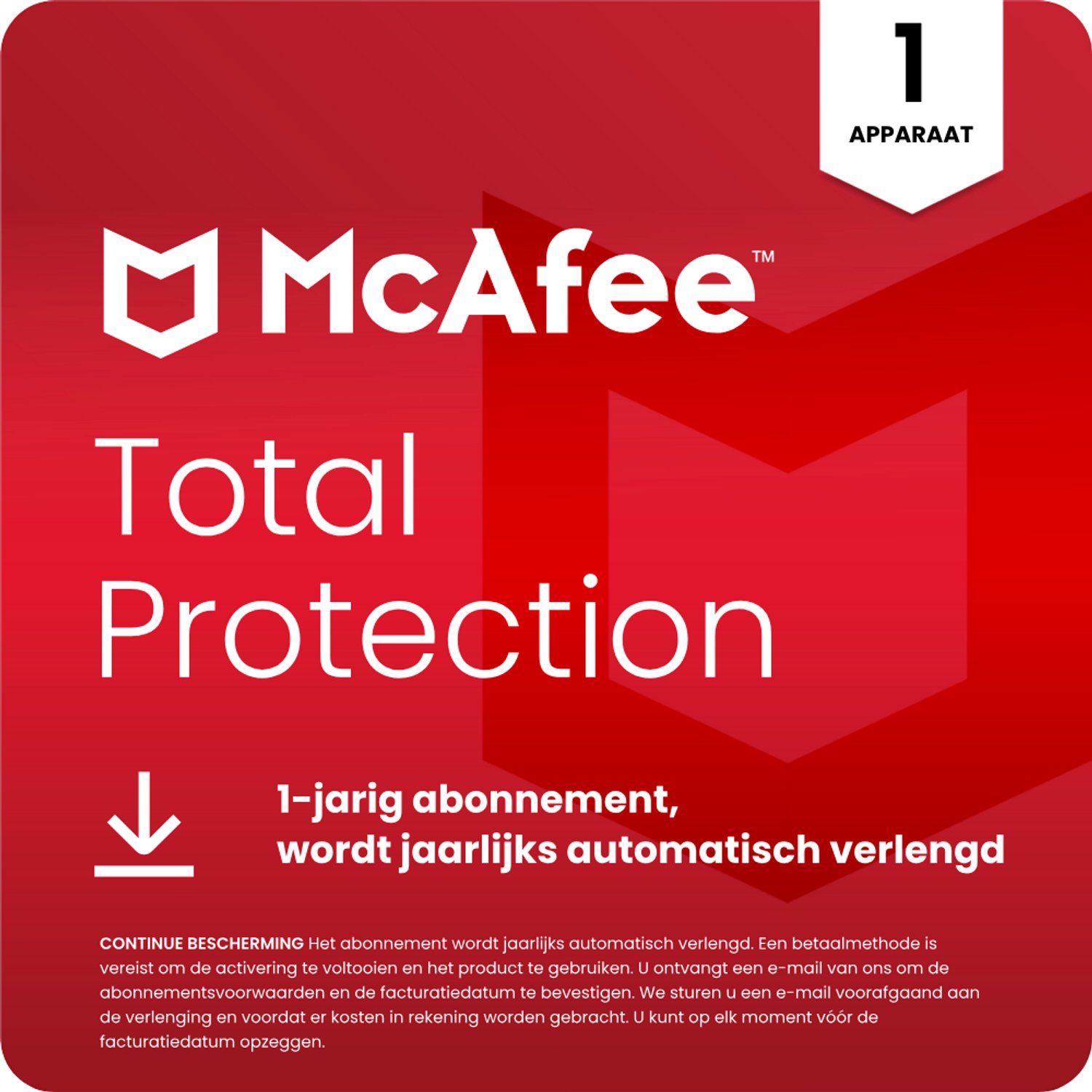 Bol.com McAfee Total Protection incl VPN - Beveiligingssoftware - 1 jaar/1 apparaat - Nederlands - PC, Mac, iOS & Android Download aanbieding