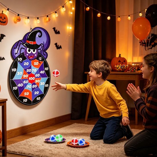 Halloween-dartbord - 12 kleverige ballen - veilig klittenband - leuk voor binnen en buiten - Homevero — afbeelding 5