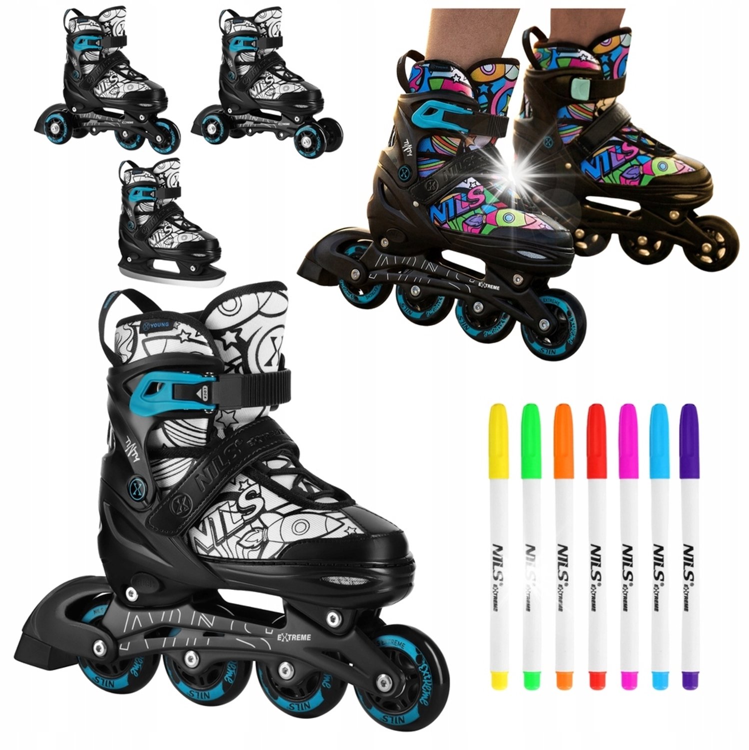 Verstelbare 4-in-1 Schaatsen/Skeelers voor Kinderen