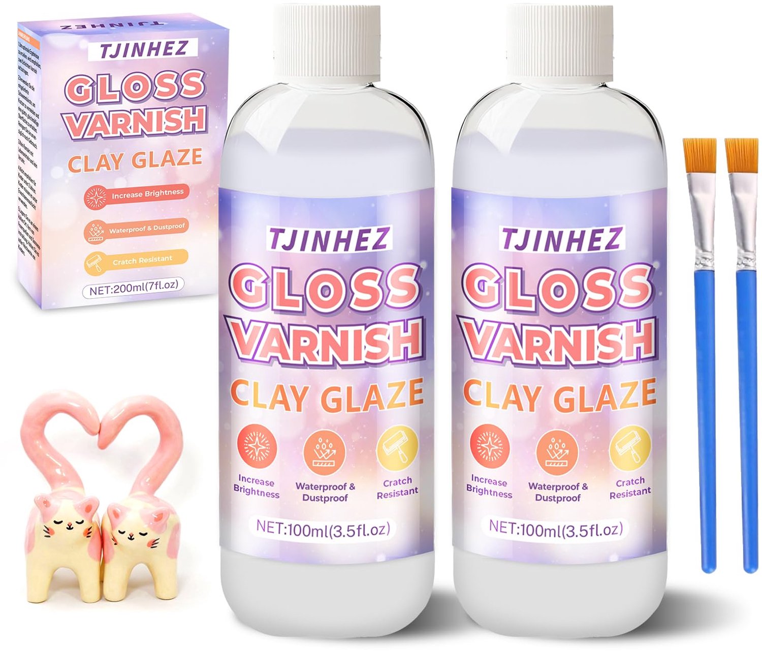 Luchtdroog Kleiglazuur 200ml - Afdichtmiddel voor Polymeerklei | Waterdicht, Krasbestendig & Scheurbestendig | Duurzame Glans voor Aardewerk, voor Aar