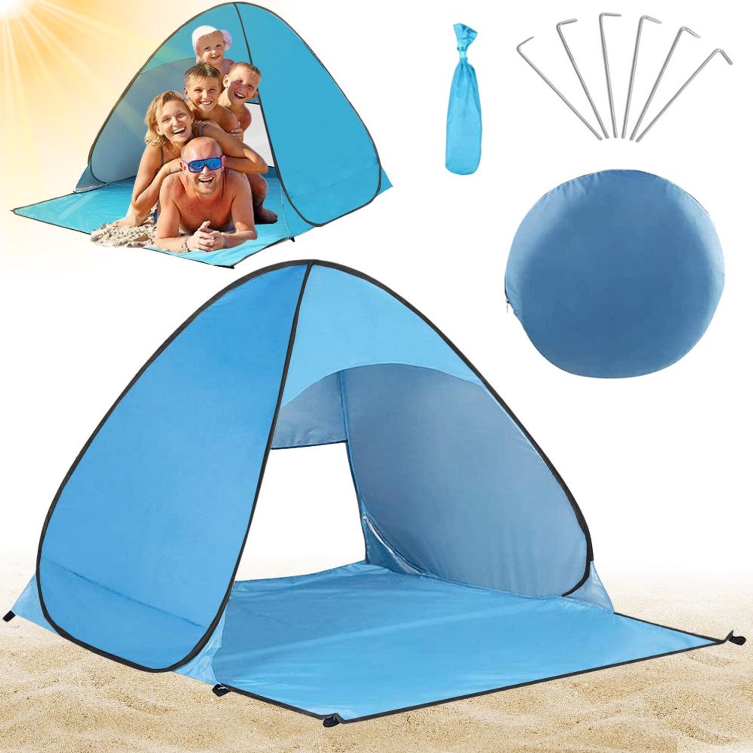 Zelfontplooiende Strandtent met UV-bescherming - Blauw