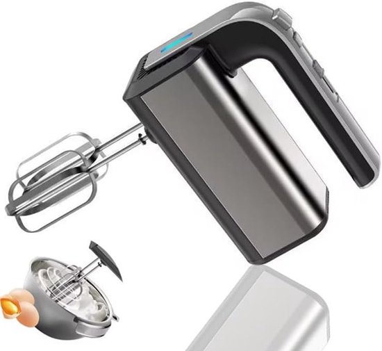 Elektrische Handmixer - Zilver - 17 x 15 x 7 cm - Roestvrij Staal met 5 Snelheden - Voor Deeg en Beslag — afbeelding 3