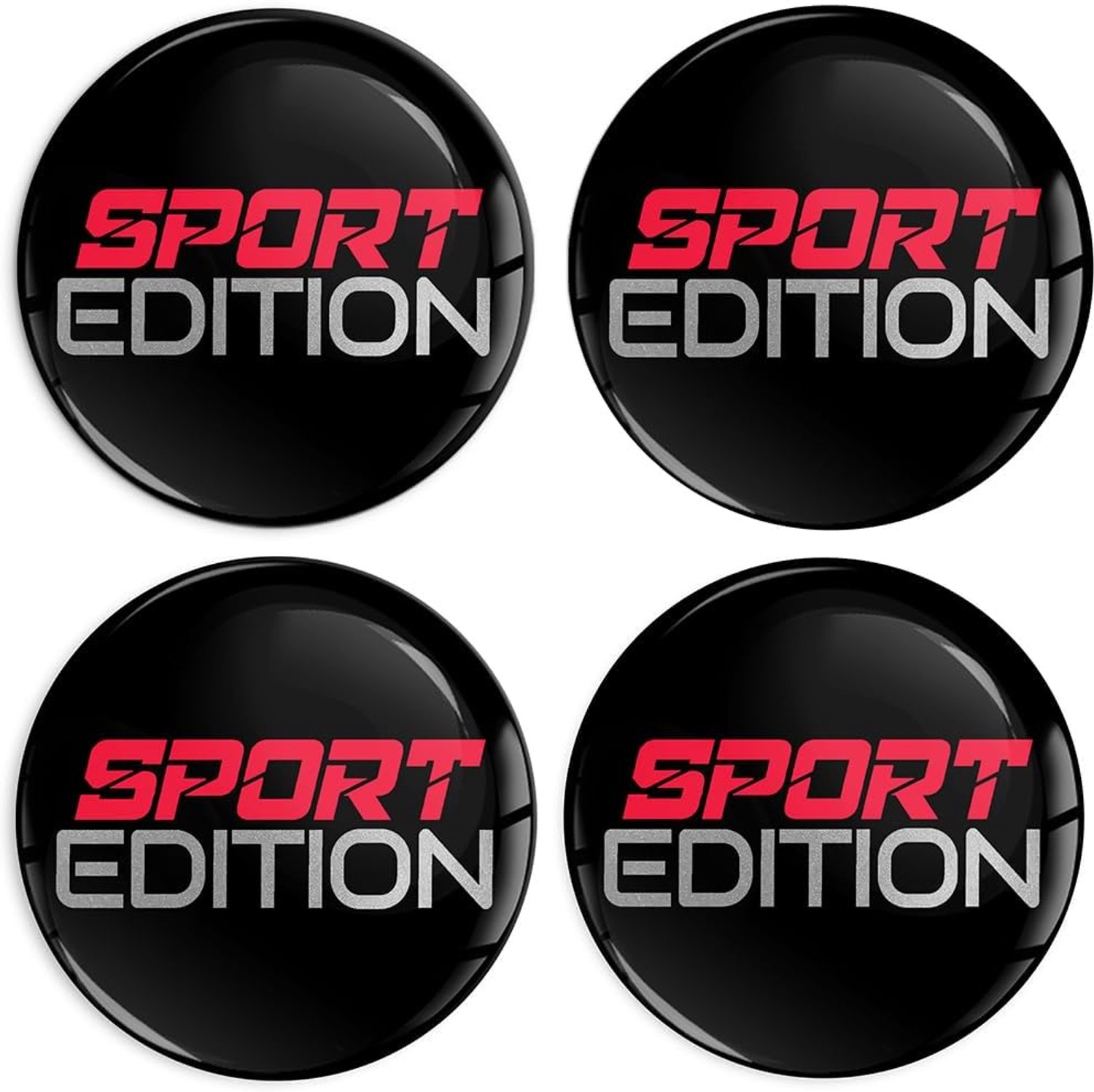A7670 Wheel Cover Decals, 4 x 70 mm, Hub Caps, Wheel Sticker, Sport Edition, Black, Silver, Red - ShopVlot