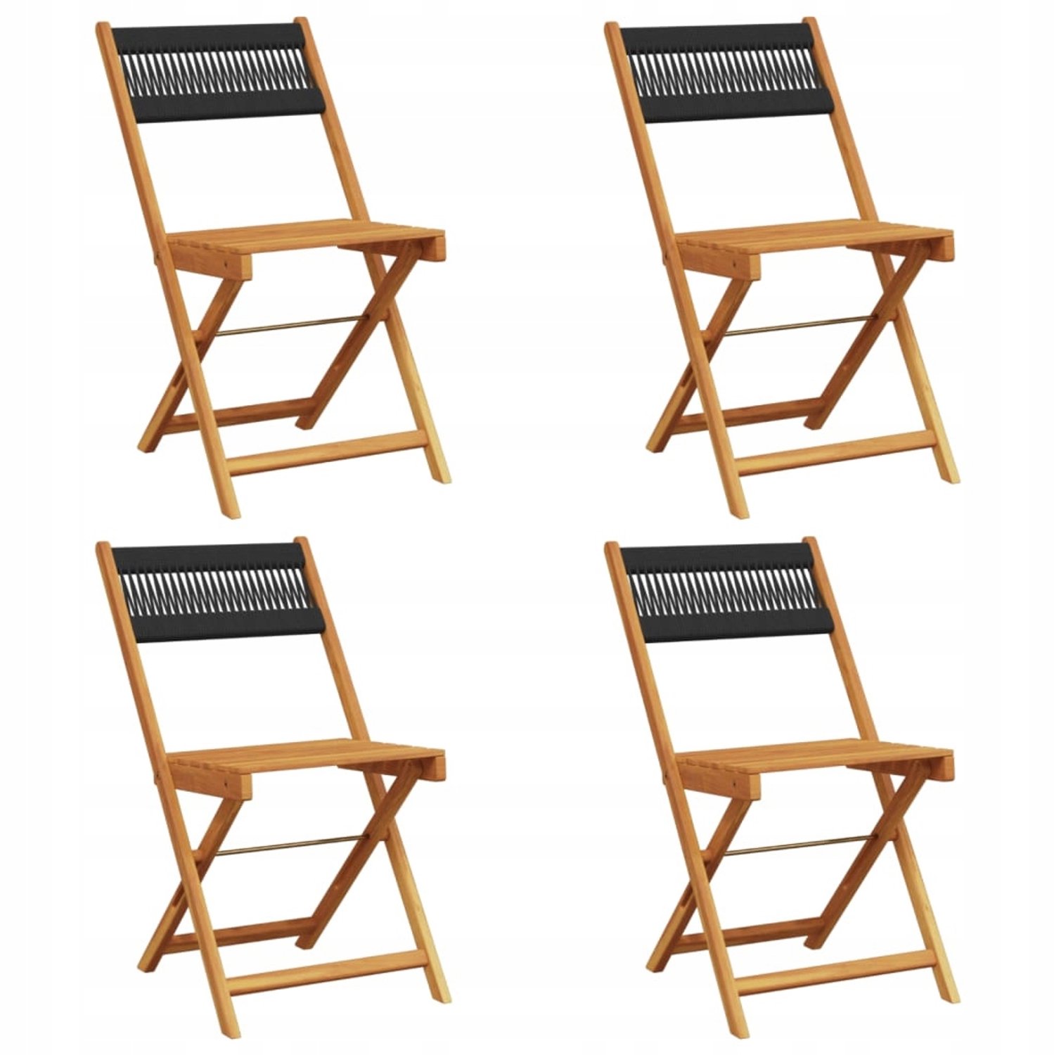 4x Houten Klapstoelen Tuin - Acacia Hout, Zwart