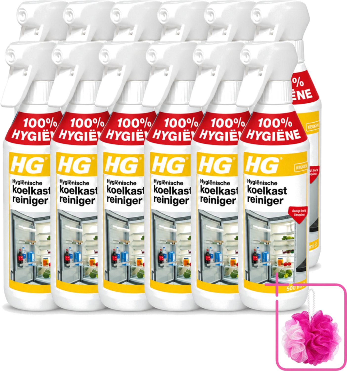 12 x HG - Hygiënische Koelkastreiniger - Reinigt Snel & Streeploos - 500 ml - Bulkverpakking - Koelkast reinigen - Koelkast reinigingsmiddel