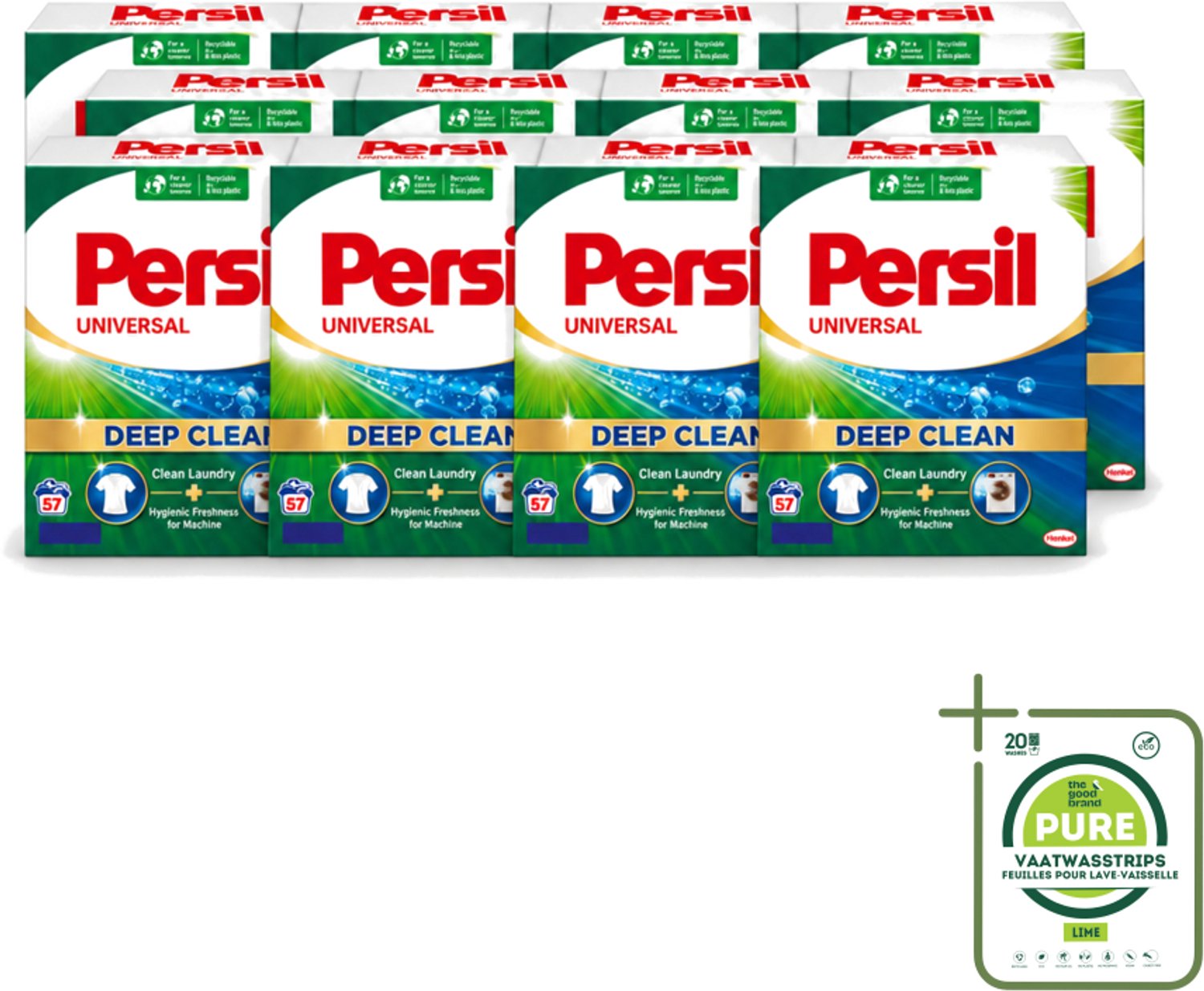 12 x Persil – Waspoeder – Witte Was - 57 Wasbeurten - Grootverpakking - Vaatwasstrips - Wasmiddel - Waspoeder - Diep Reinigen - Vlekken Verwijderen - Frisheid