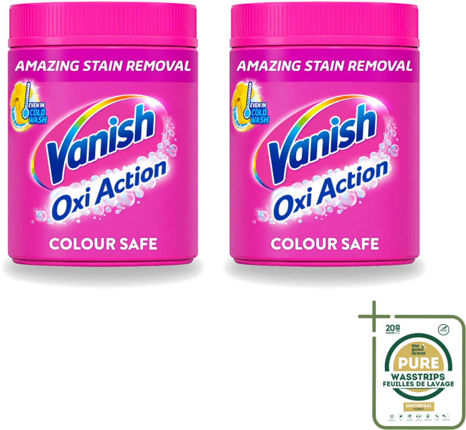 2 x Vanish Oxi Action Pink - Vlekkenverwijderaar - Wasbooster - Zonder Bleek - 1.12 Kg - Wasstrips - Vlekkenverwijderaar - Wasbooster - Witte Kleding - Bleekvrije Was - Geurneutralisatie