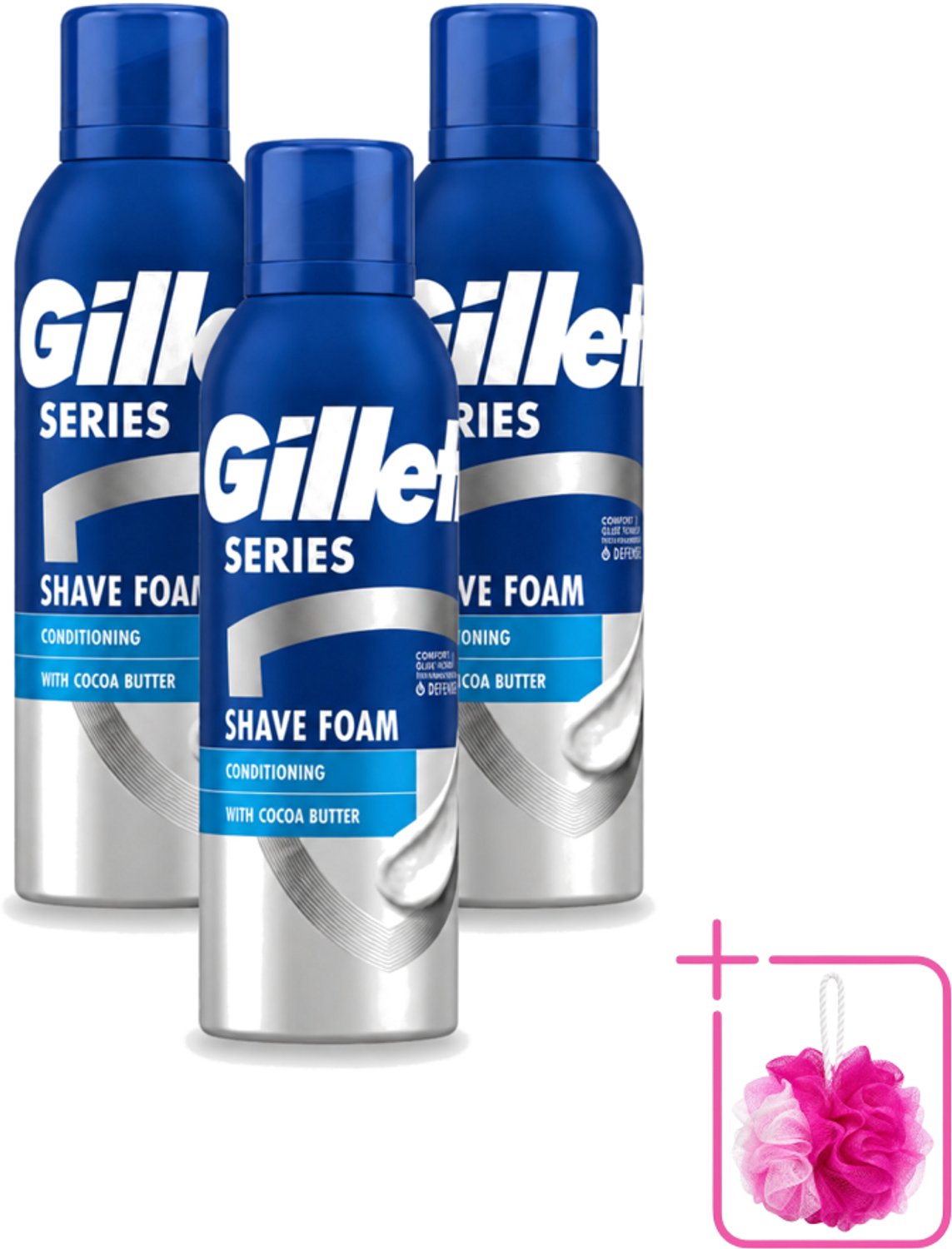 3 x Gillette - Series - Scheerschuim - Met Cacaoboter - 250 ml - Bulkverpakking - Scheerbeurt - Douchemop - Scheerschuim