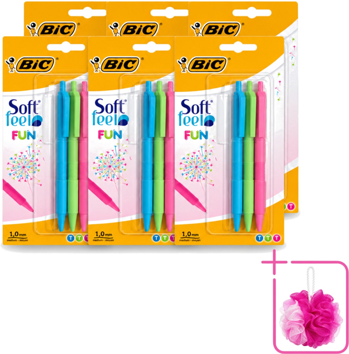 6 x BIC - Balpennen - Lichtgroen, Lichtblauw & Roze - Intrekbaar - 3 Balpennen - Bulkverpakking - Balpen - Douchemop - Intrekbare balpen