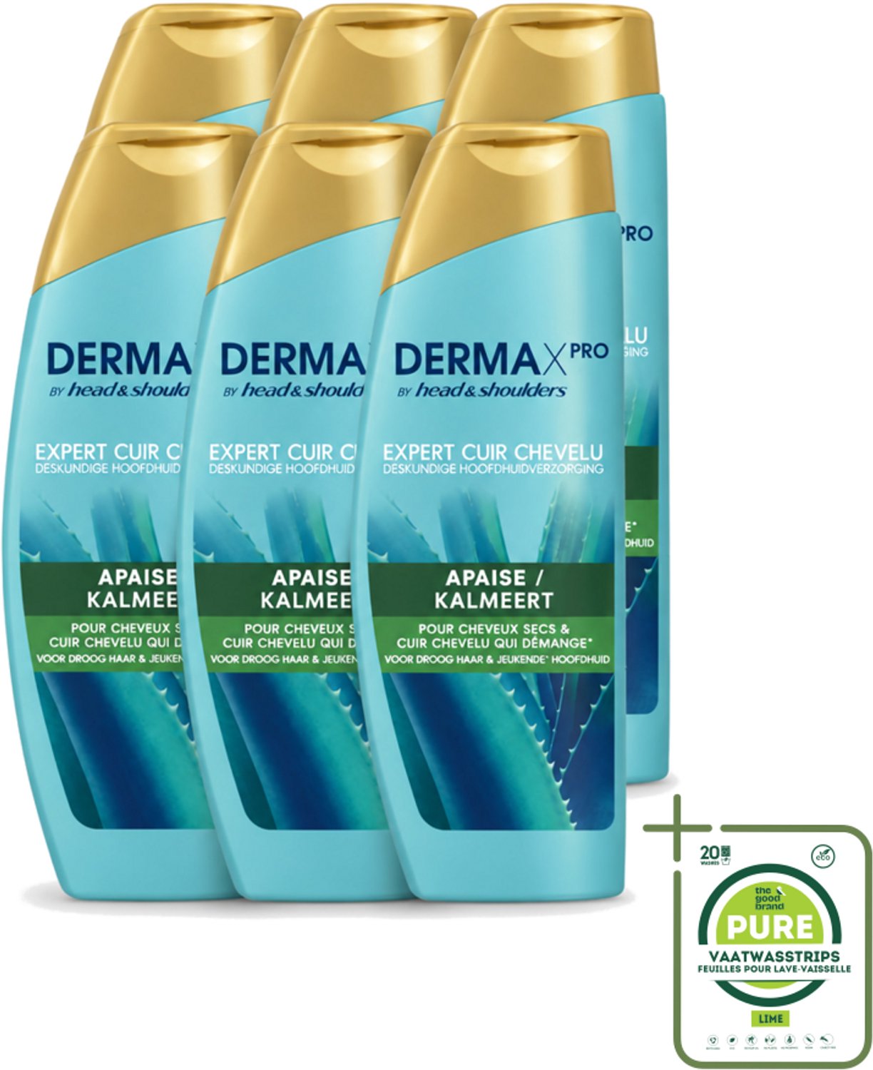 6 x Head & Shoulders - DermaX Pro - Anti-Roos Shampoo - Kalmeert - 470 ml - Grootverpakking - Vaatwasstrips - Anti-roos Shampoo - Droge Hoofdhuid - Jeuk - Hoofdhuid Verzorging - Kalmerend Shampoo