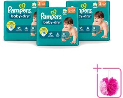 3 x Pampers – Luiers – Baby-Dry Maat 3 (6-10 kg) – 34 Luiers - Bulkverpakking - Babyluier - Douchemop - Babydouche